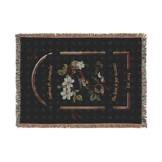 Custom Personalized Romantic Rose Wedding or Anniversary Woven Blanket