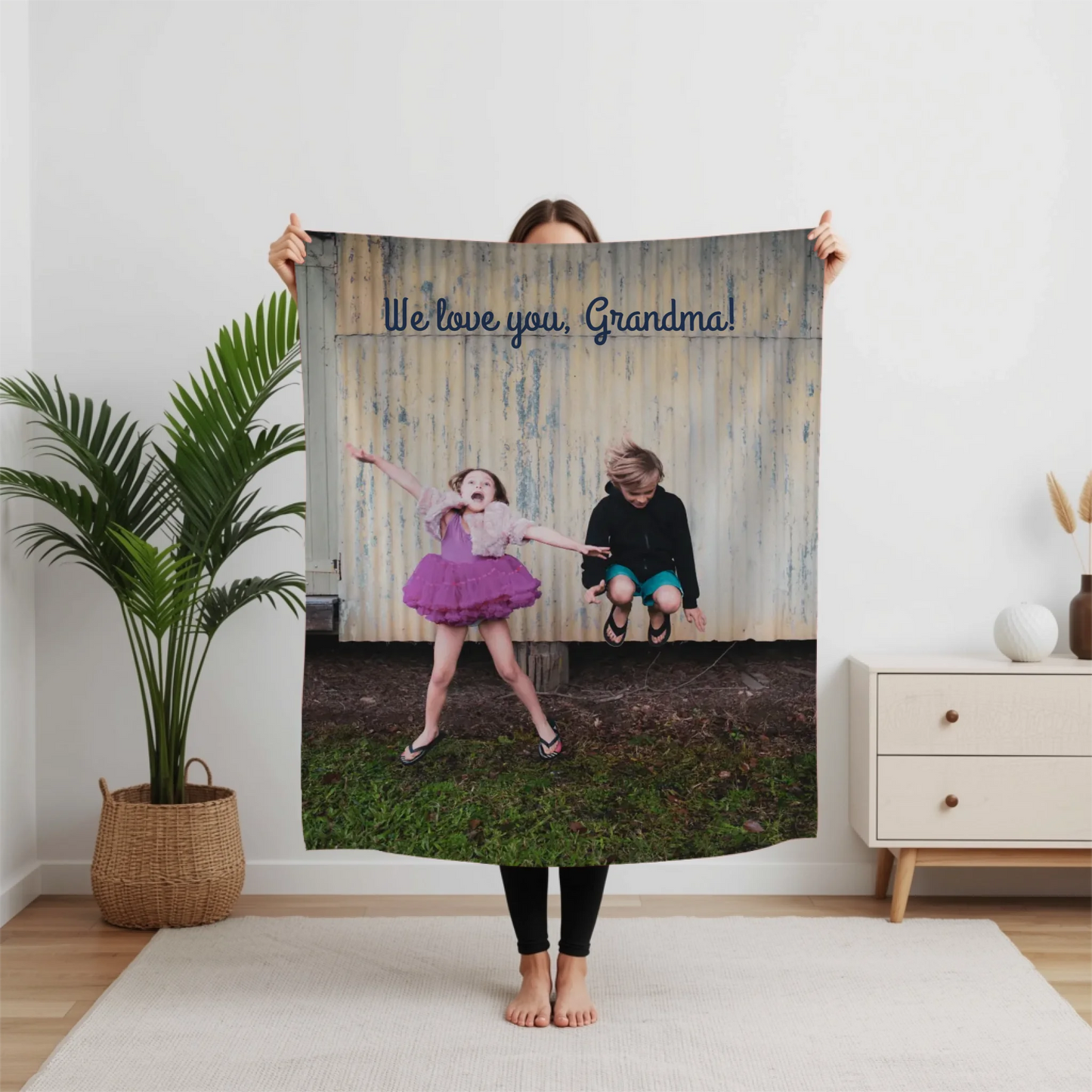 Personalized Photo Blanket – Custom Heirloom Cotton Throw Blanket or Plush Fleece Blanket with Your Picture