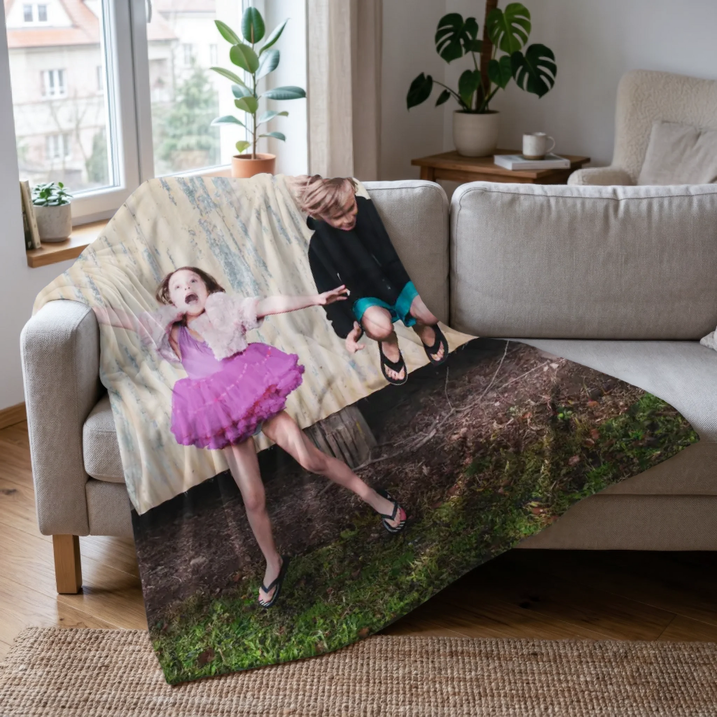 Personalized Photo Blanket – Custom Heirloom Cotton Throw Blanket or Plush Fleece Blanket with Your Picture