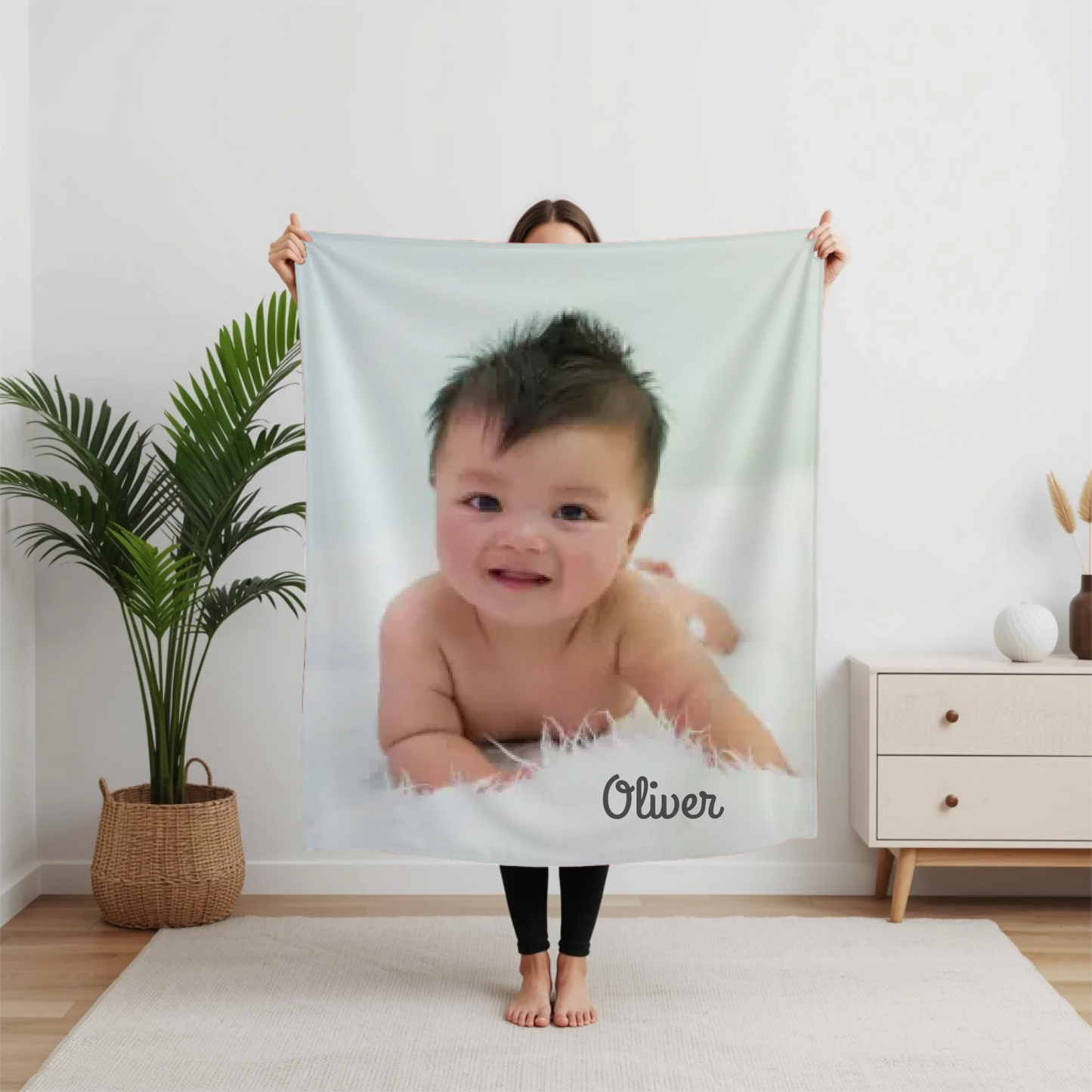 Personalized Baby Photo Blanket – Custom Picture Throw Blanket, Keepsake Gift for Parents, Grandparents, Family & Loved Ones