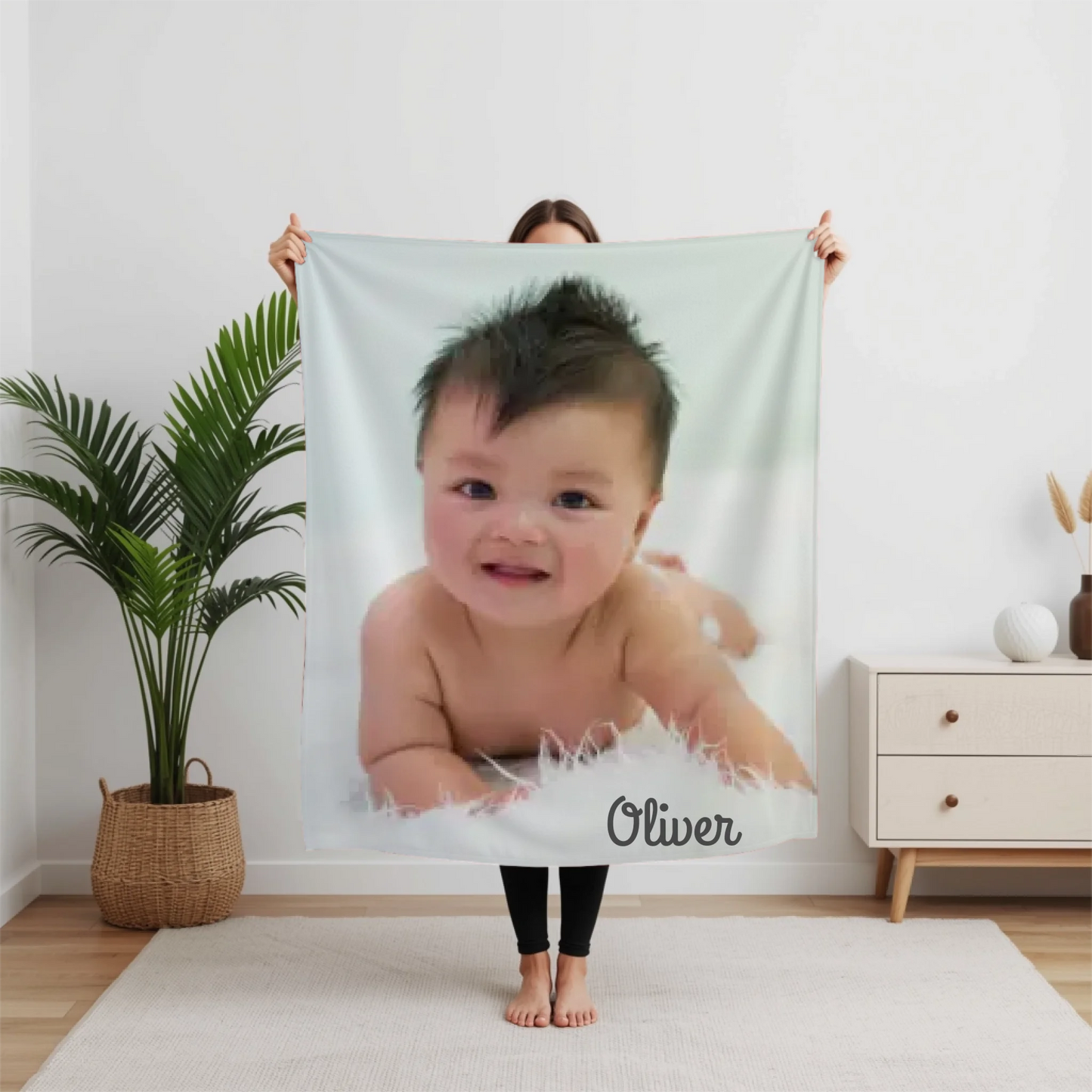 Personalized Baby Photo Blanket – Custom Picture Throw Blanket, Keepsake Gift for Parents, Grandparents, Family & Loved Ones