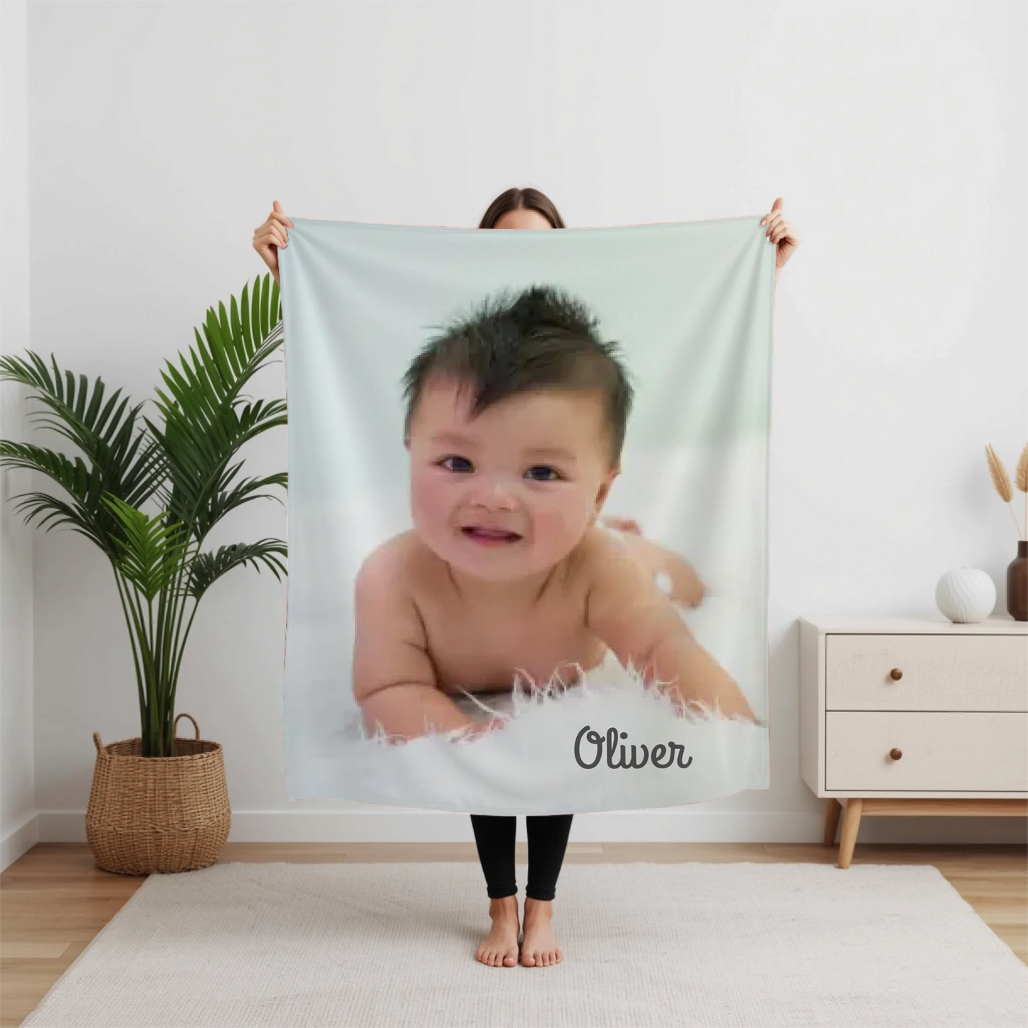 Personalized Baby Photo Blanket – Custom Picture Throw Blanket, Keepsake Gift for Parents, Grandparents, Family & Loved Ones