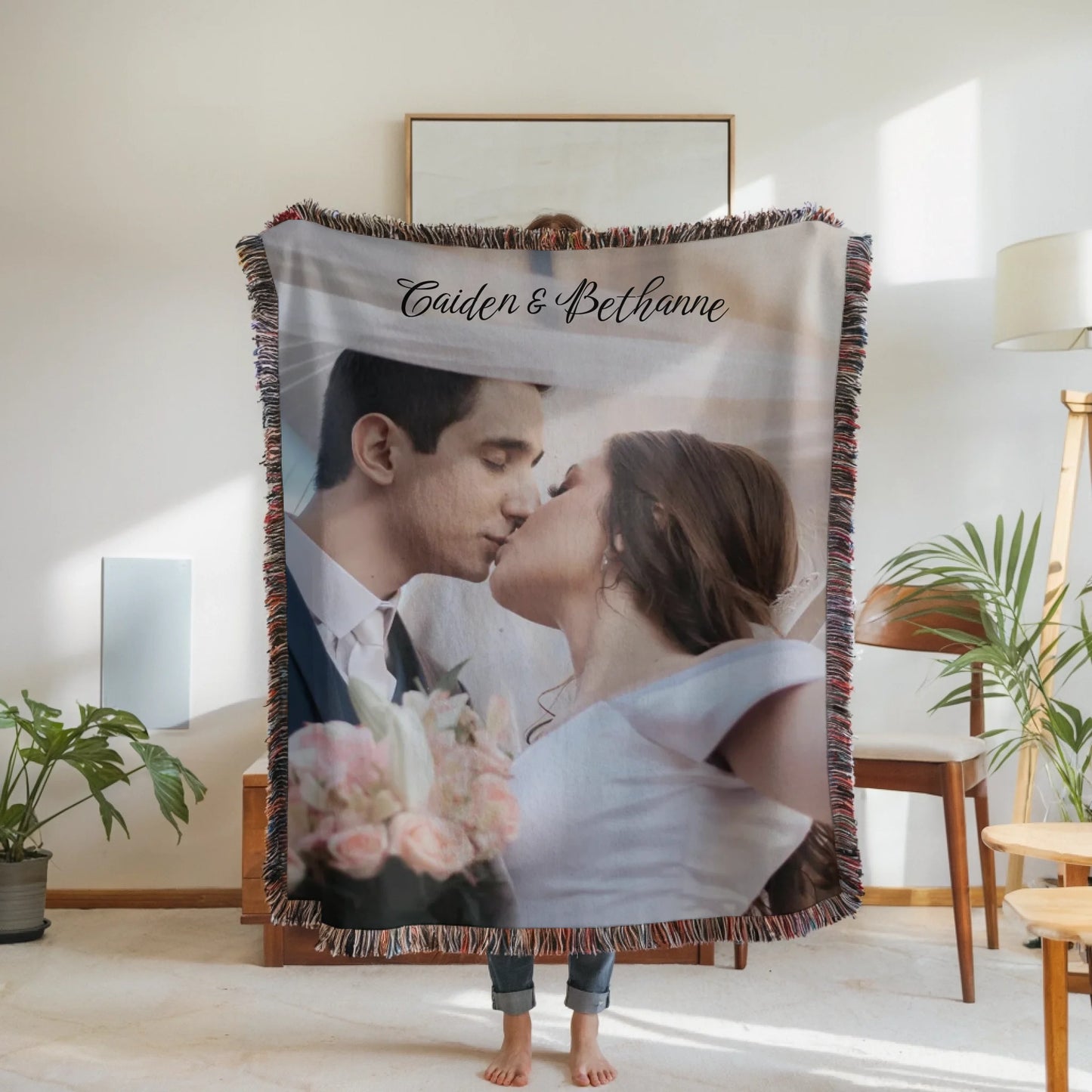 Personalized Couple Photo Blanket – Custom Picture Throw Blanket for Couples, Wedding, Anniversary & Romantic Keepsake Gift