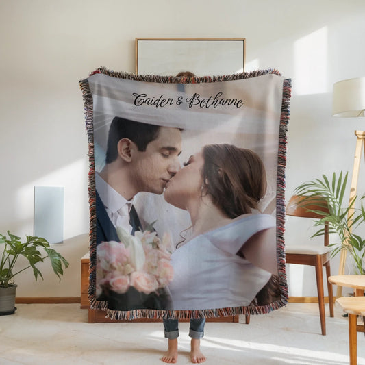 Personalized Couple Photo Blanket – Custom Picture Throw Blanket for Couples, Wedding, Anniversary & Romantic Keepsake Gift