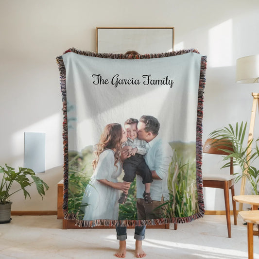 Personalized Family Photo Blanket – Custom Picture Throw Blanket, Family Keepsake Gift for Parents, Grandparents & Loved Ones