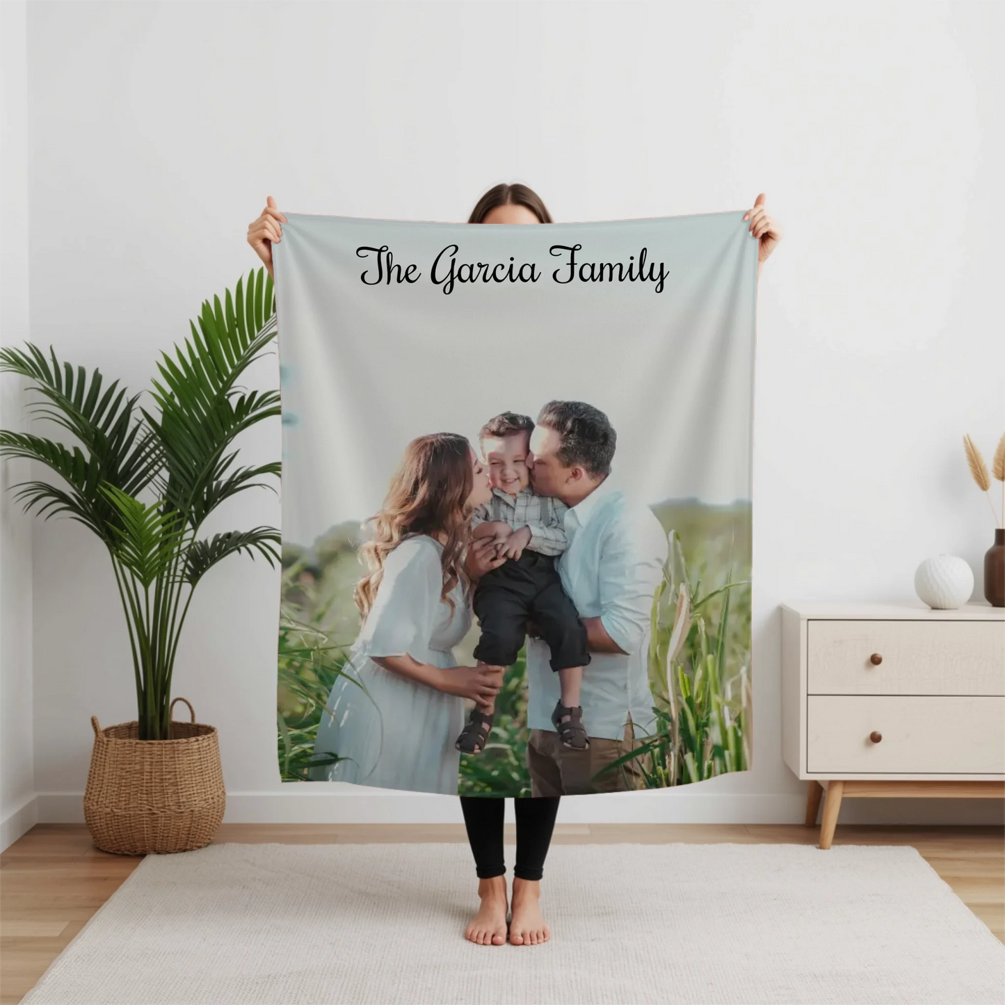 Personalized Family Photo Blanket – Custom Picture Throw Blanket, Family Keepsake Gift for Parents, Grandparents & Loved Ones