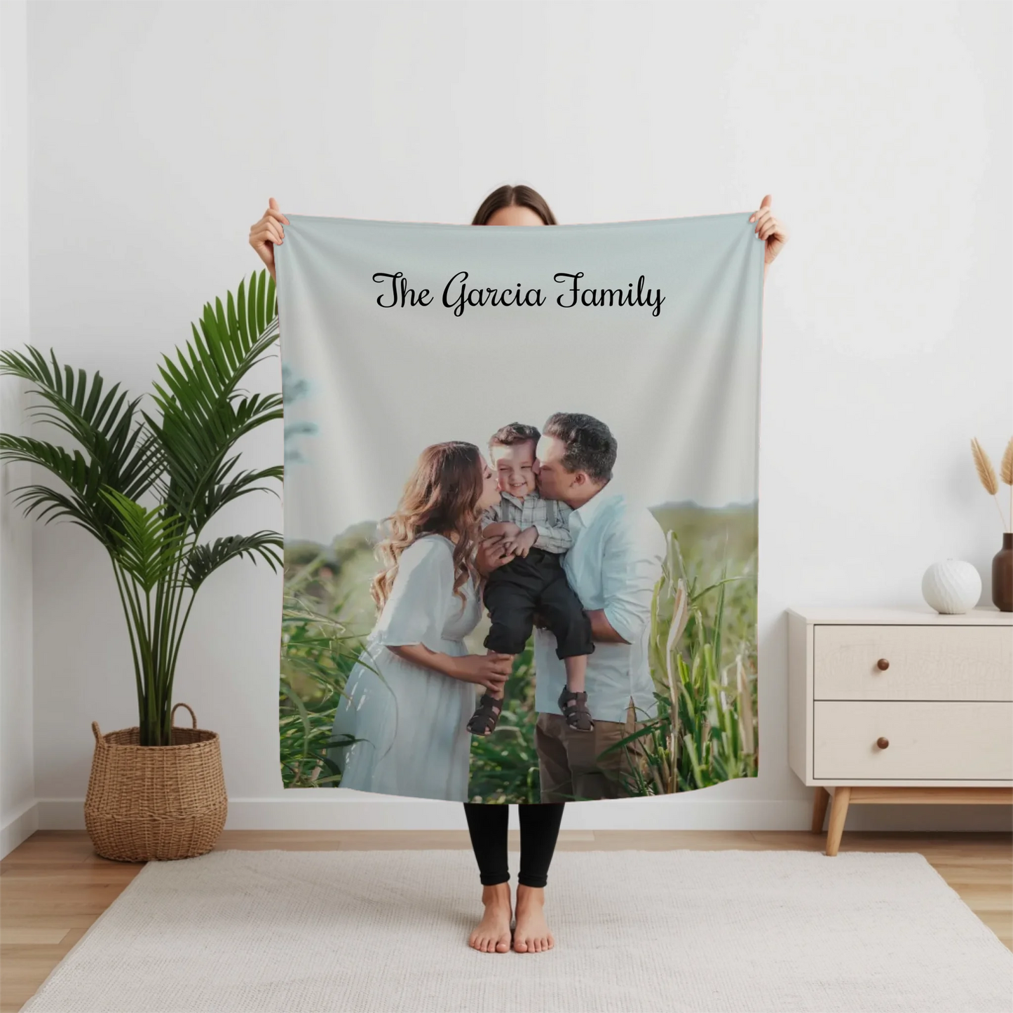 Personalized Family Photo Blanket – Custom Picture Throw Blanket, Family Keepsake Gift for Parents, Grandparents & Loved Ones