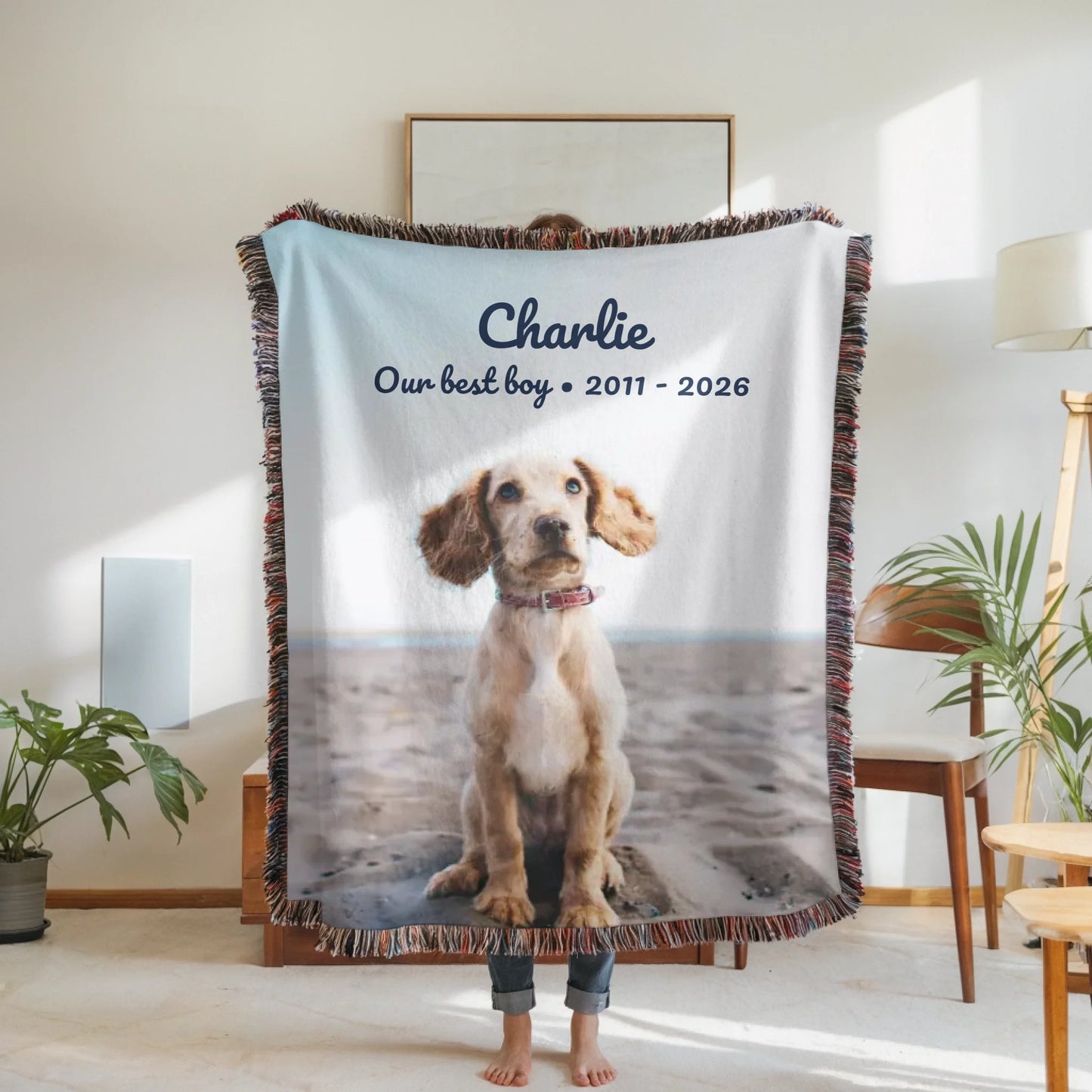 Personalized Pet Memorial Photo Blanket – Custom Dog or Cat Remembrance Blanket, Pet Loss Sympathy Gift with Picture