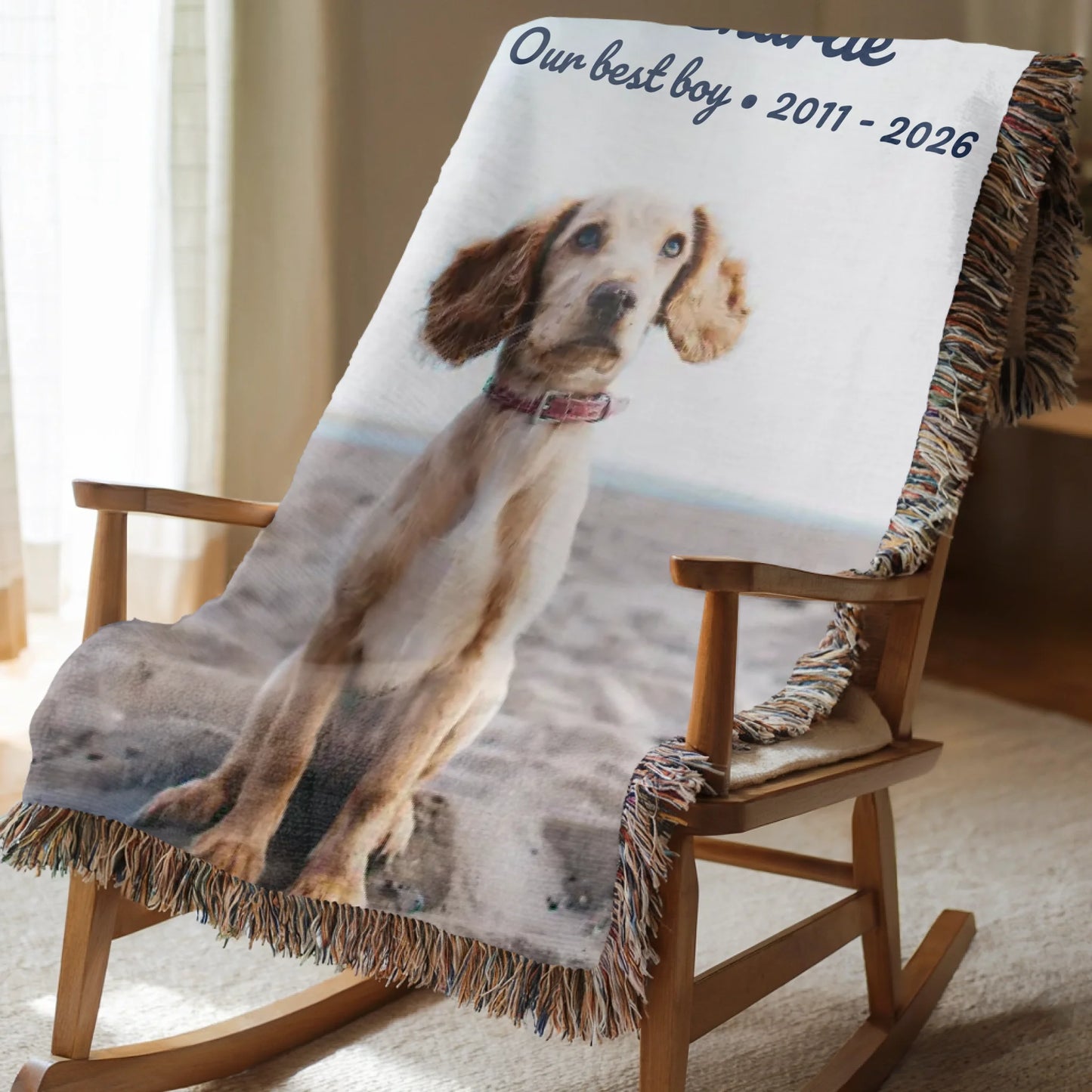 Personalized Pet Memorial Photo Blanket – Custom Dog or Cat Remembrance Blanket, Pet Loss Sympathy Gift with Picture