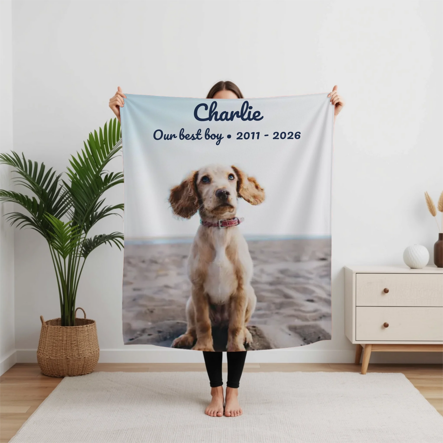 Personalized Pet Memorial Photo Blanket – Custom Dog or Cat Remembrance Blanket, Pet Loss Sympathy Gift with Picture