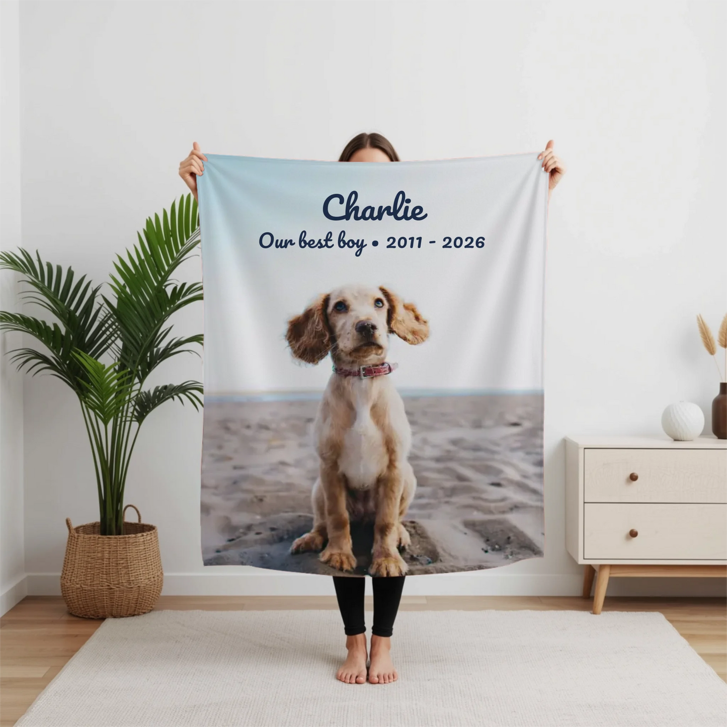 Personalized Pet Memorial Photo Blanket – Custom Dog or Cat Remembrance Blanket, Pet Loss Sympathy Gift with Picture