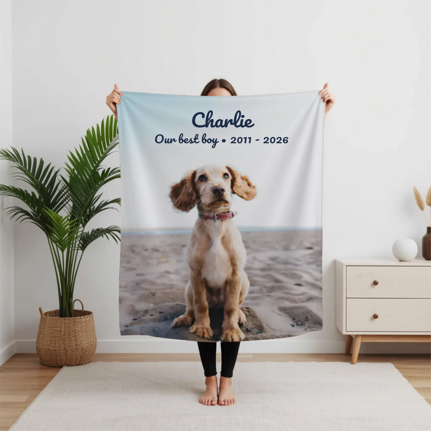 Personalized Pet Memorial Photo Blanket – Custom Dog or Cat Remembrance Blanket, Pet Loss Sympathy Gift with Picture