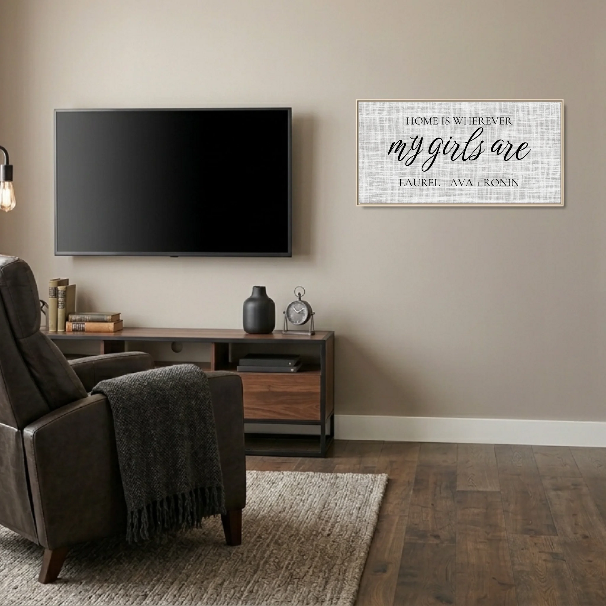 Man Cave Natural Frame Wide Format 2.1 Canvas Mockup