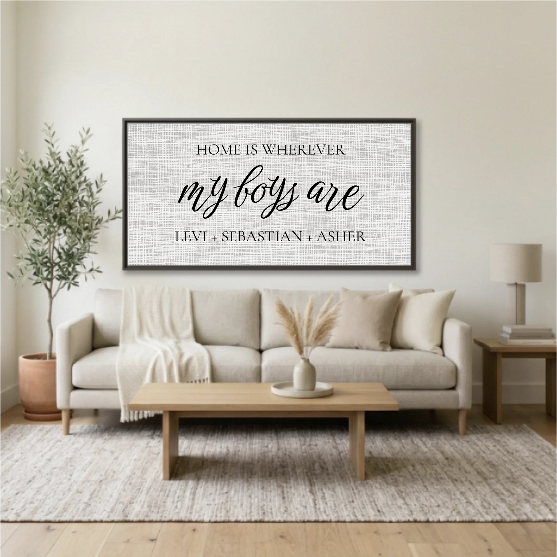 Living Room Espresso Framed Wide Format 2.1 Mockup