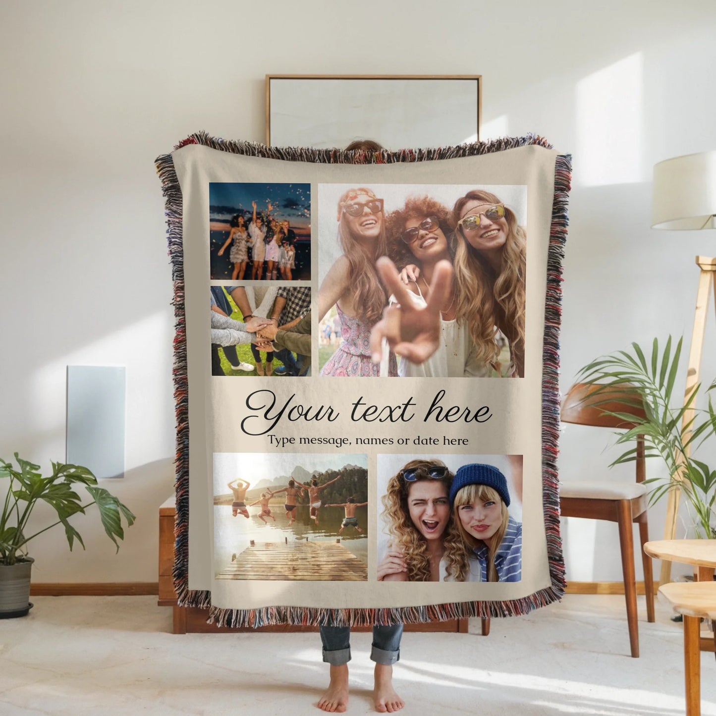 Personalized Photo Collage Blanket – Custom Names and Message Throw Blanket, Meaningful Gift