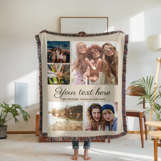 Personalized Photo Collage Blanket – Custom Names and Message Throw Blanket, Meaningful Gift
