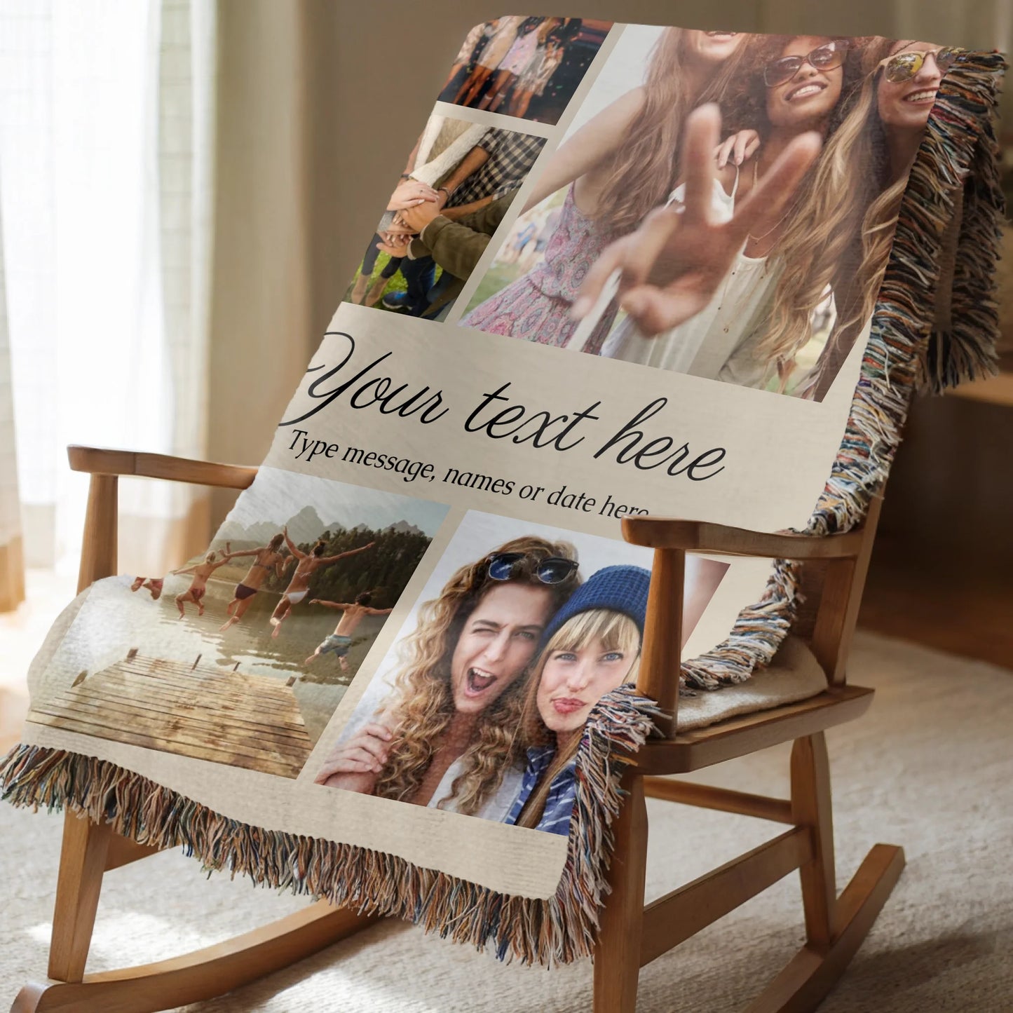 Personalized Photo Collage Blanket – Custom Names and Message Throw Blanket, Meaningful Gift