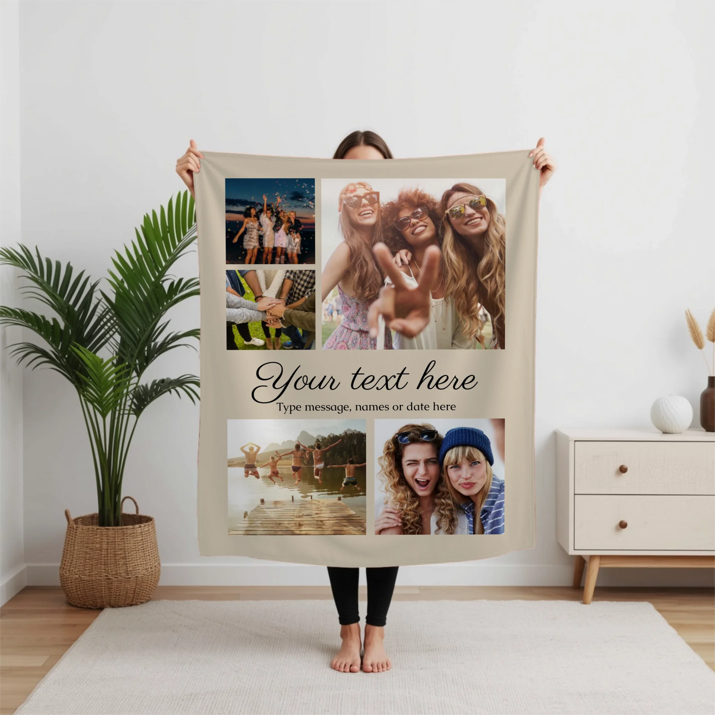 Personalized Photo Collage Blanket – Custom Names and Message Throw Blanket, Meaningful Gift