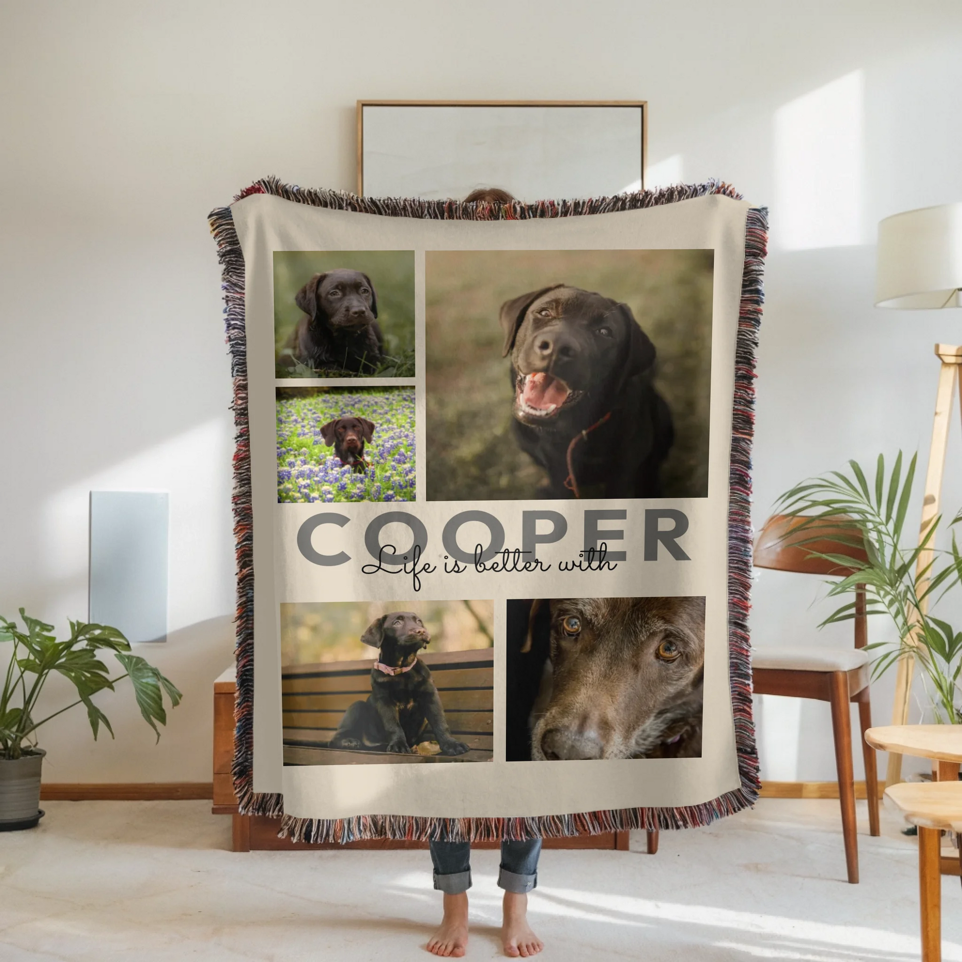 Woven Blanket Woman Holding for use as mockup within TeeinBlue-Background