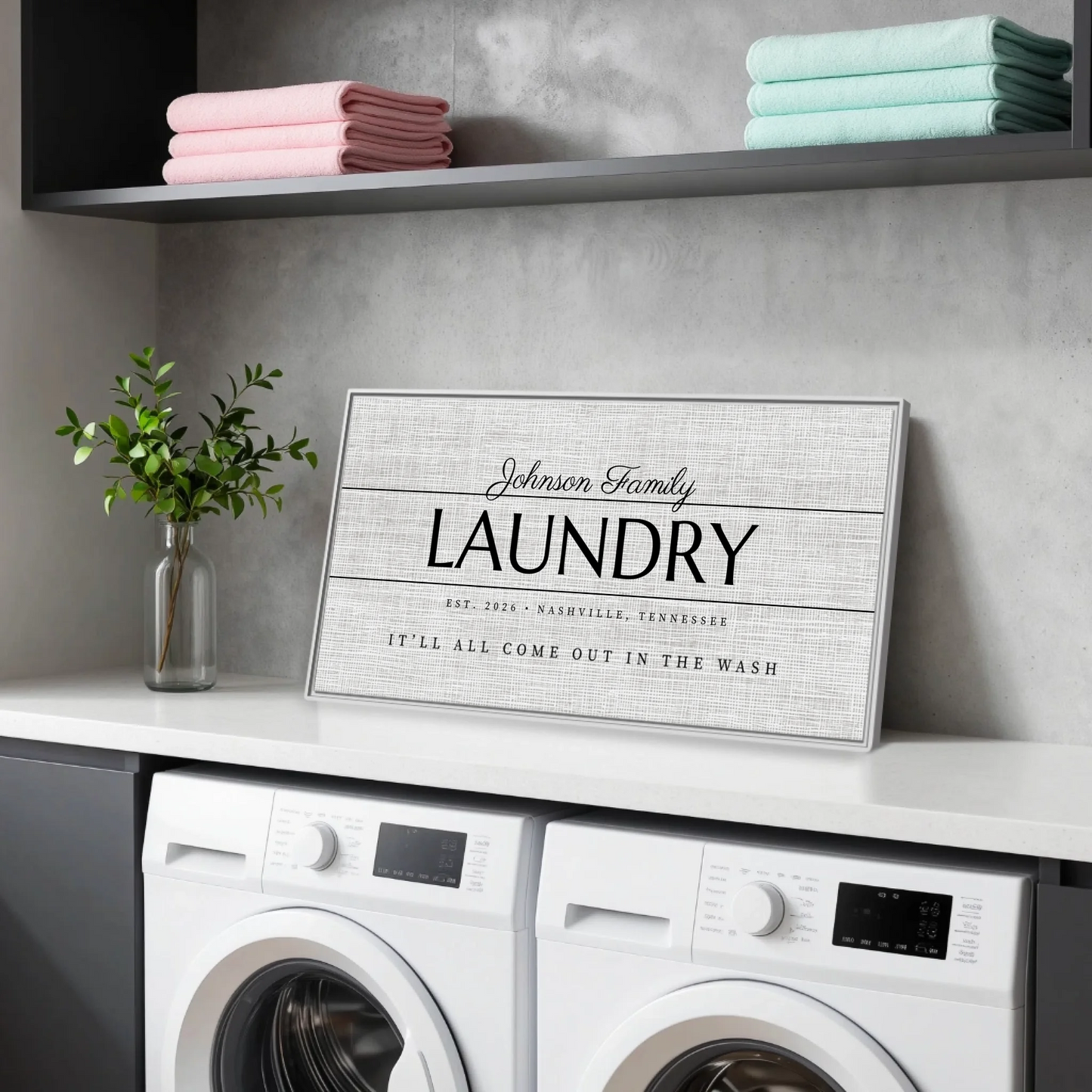 Laundry White Framed Wide Format 2.1
