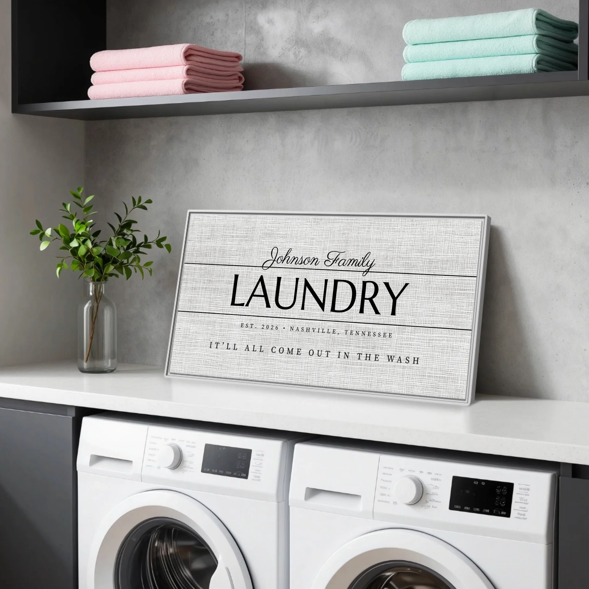 Laundry White Framed Wide Format 2.1