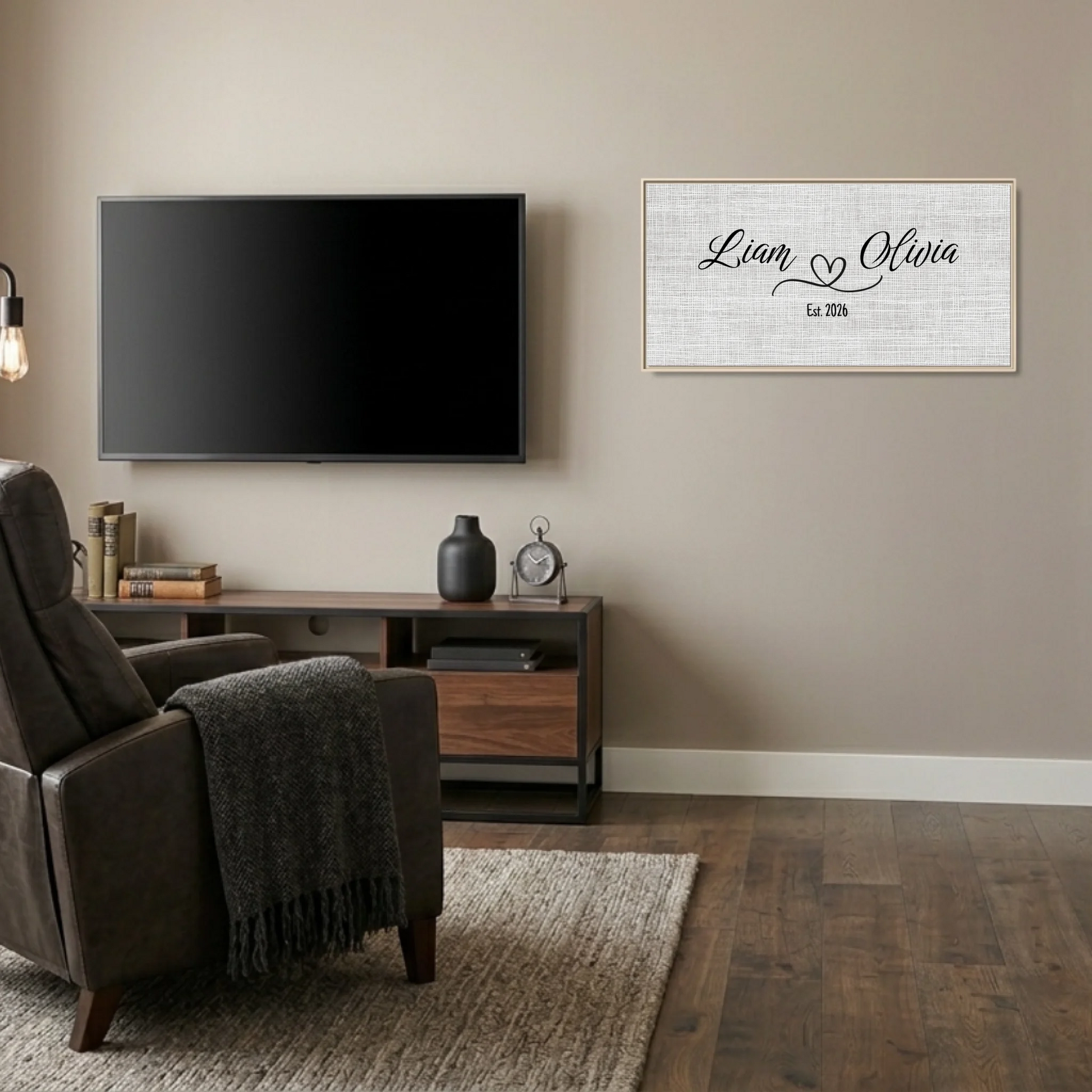 Man Cave Natural Frame Wide Format 2.1 Canvas Mockup