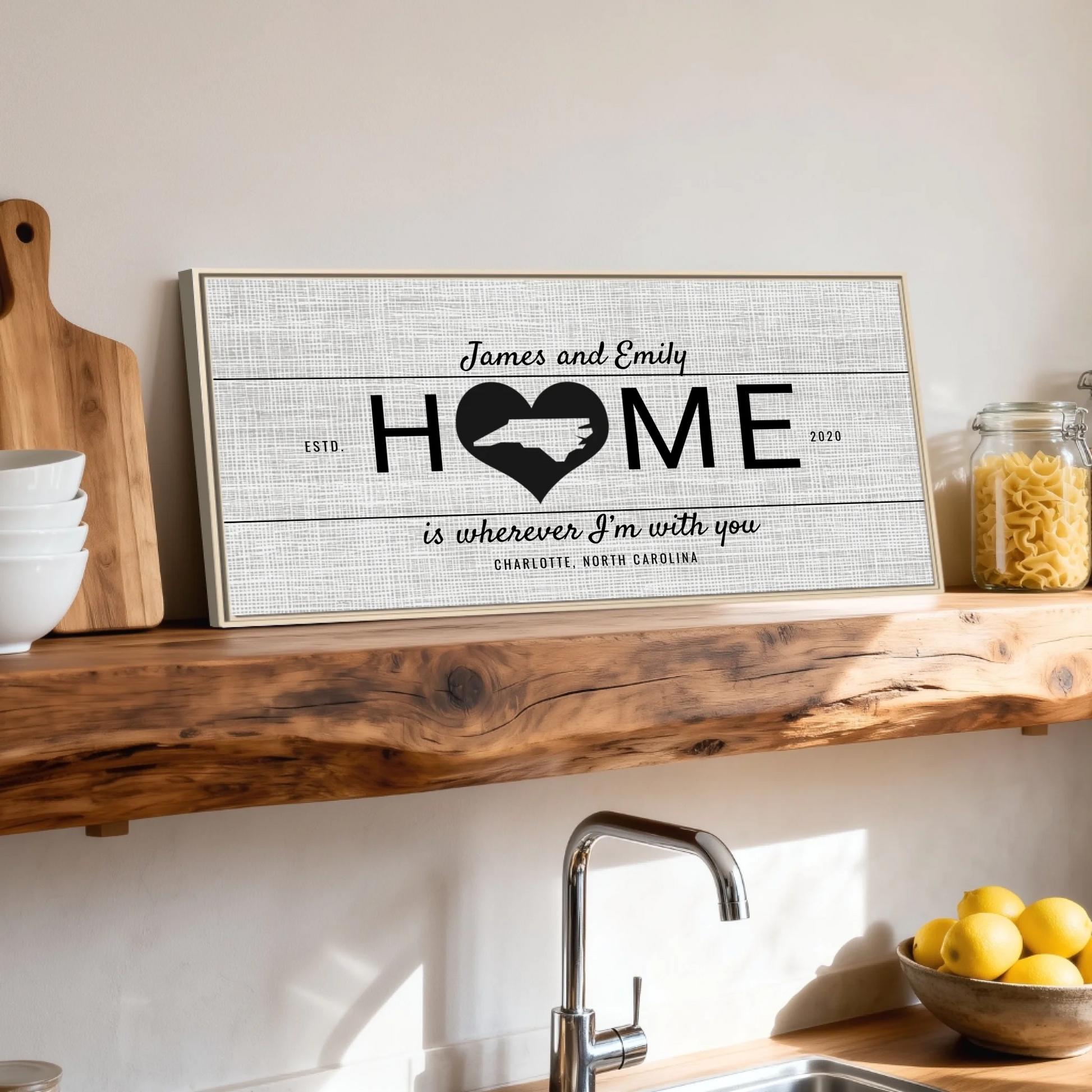 Shelf over kitchen sink natural framed wide format 2.1