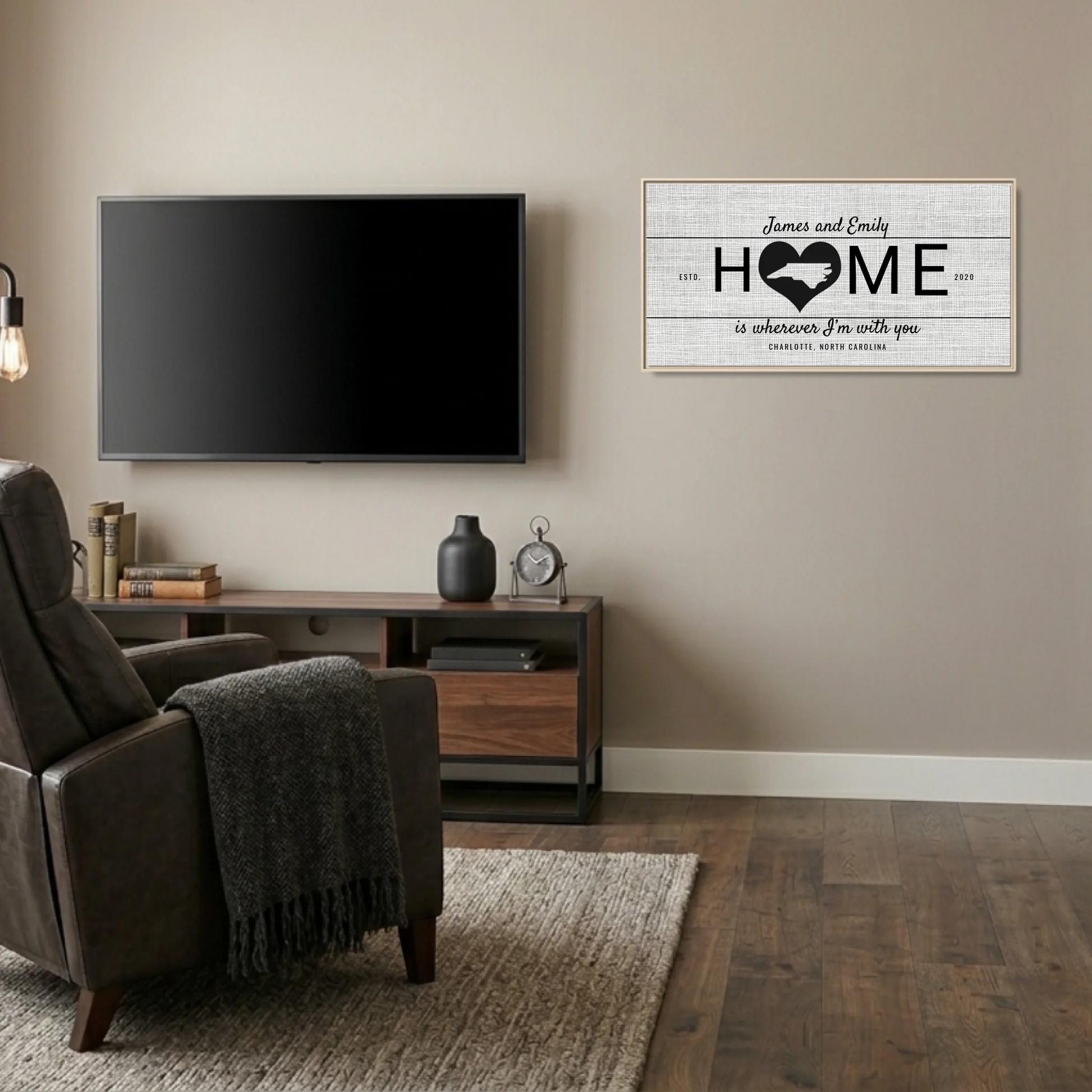 Man Cave Natural Frame Wide Format 2.1 Canvas Mockup