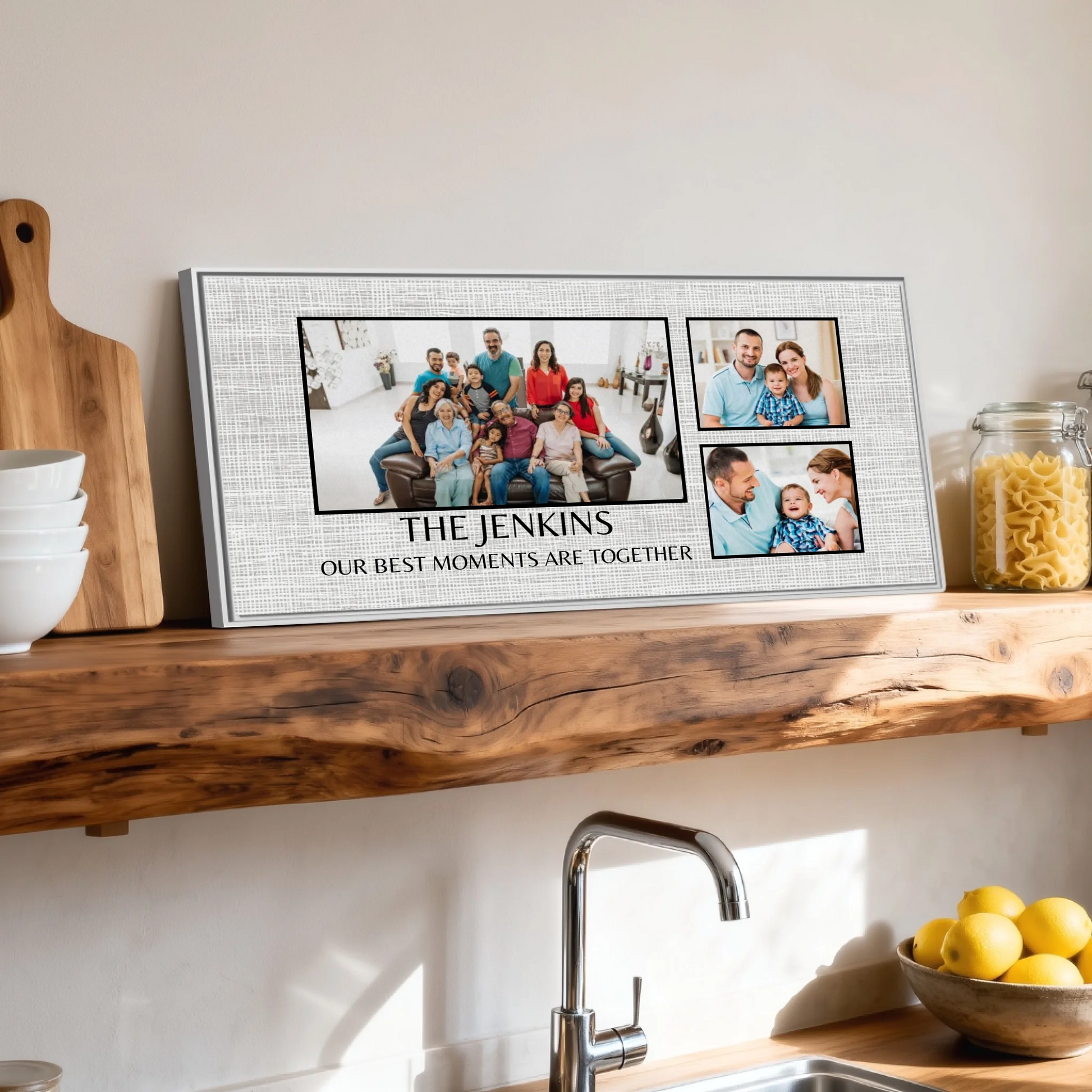 Shelf over kitchen sink white framed wide format 2.1