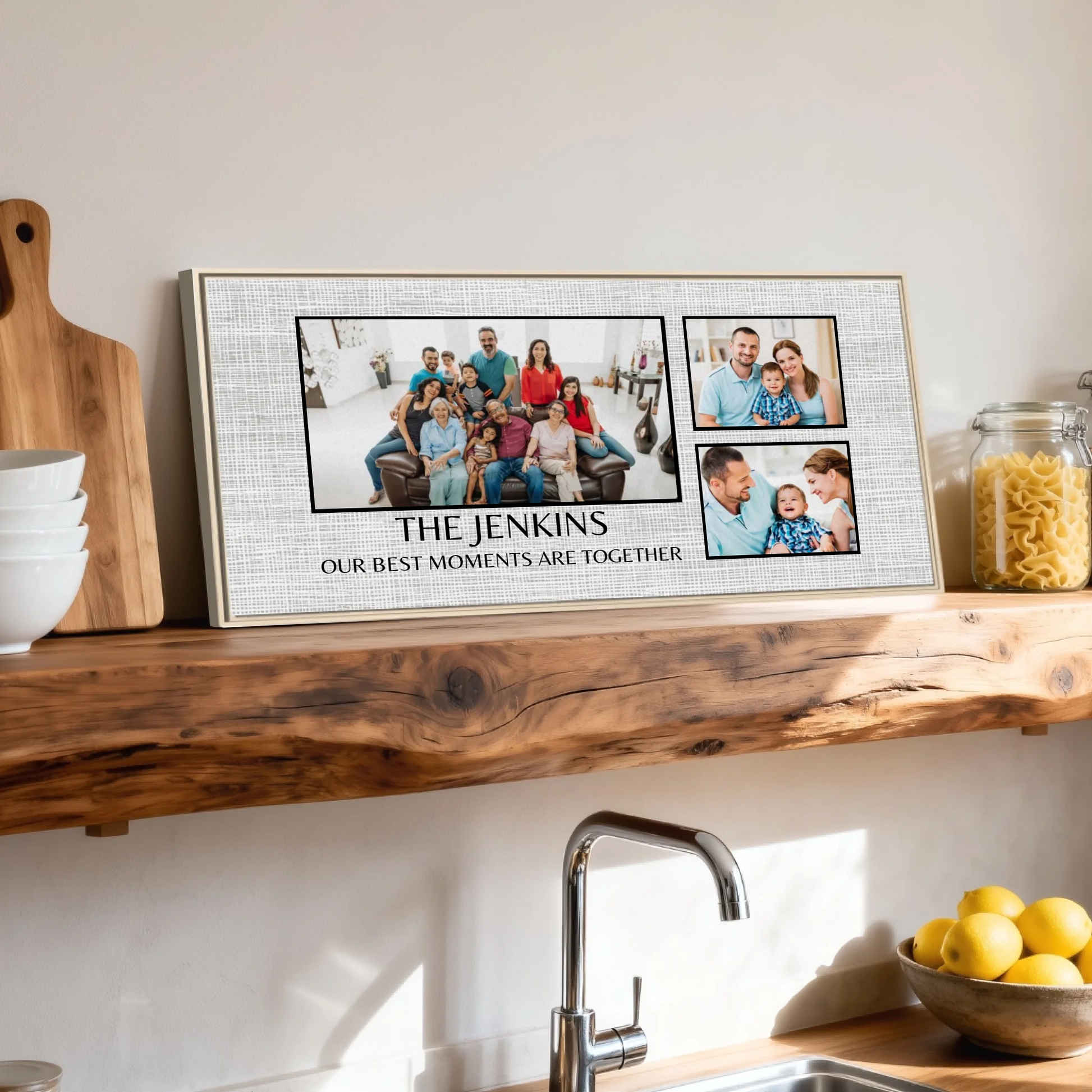Shelf over kitchen sink natural framed wide format 2.1
