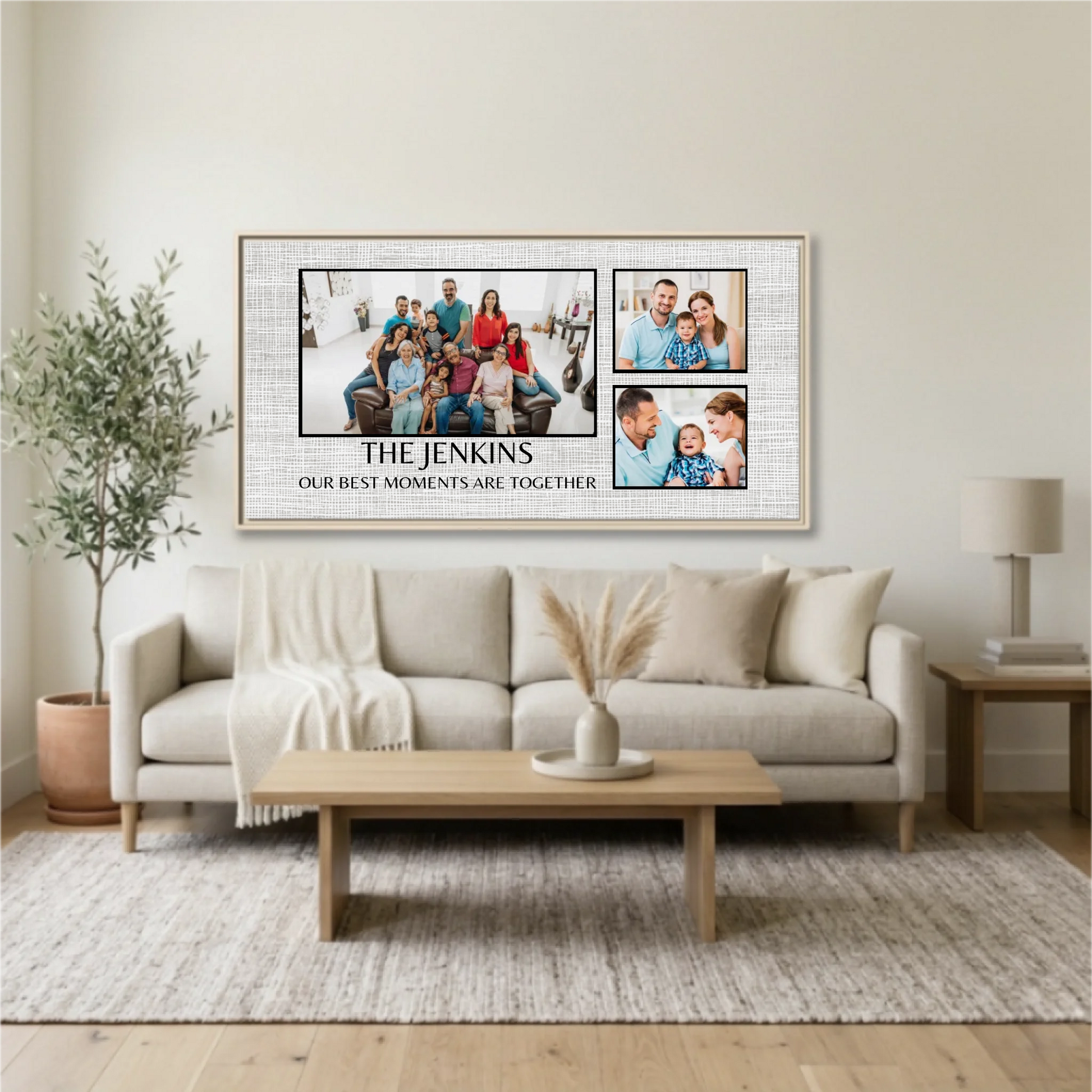 Living Room Natural Framed Wide Format 2.1 Mockup