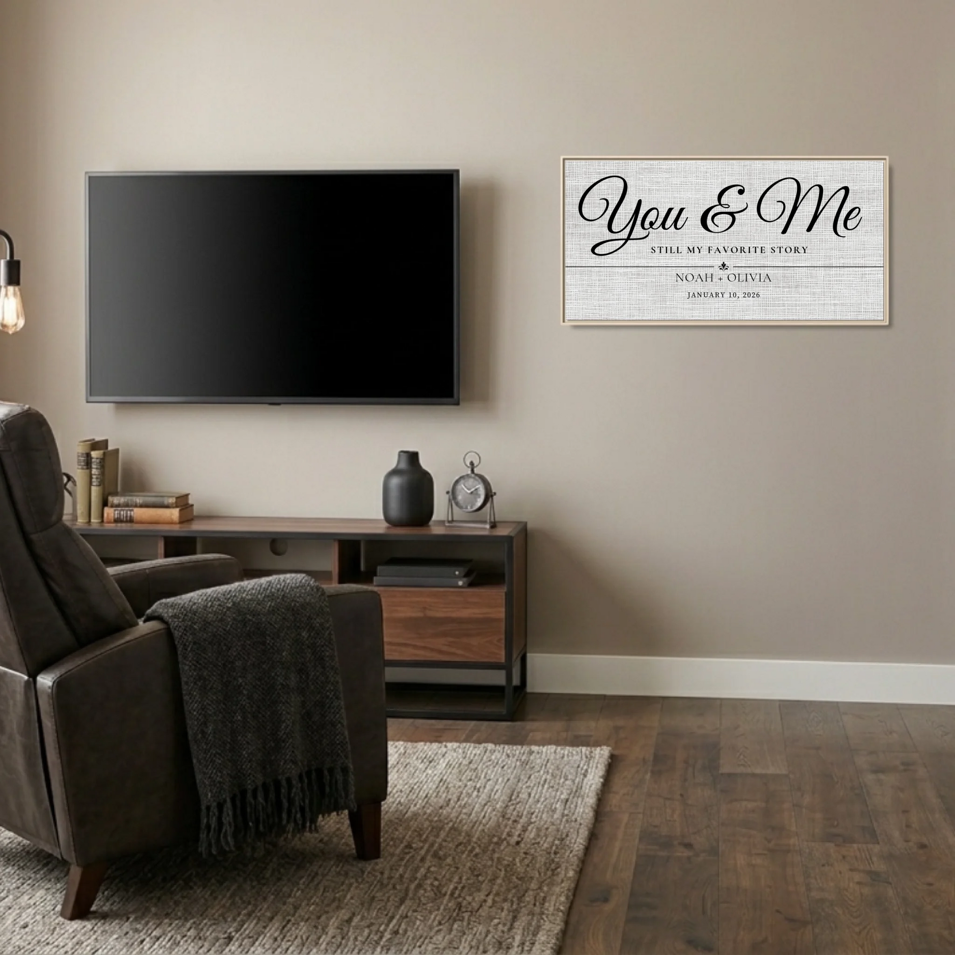 Man Cave Natural Frame Wide Format 2.1 Canvas Mockup