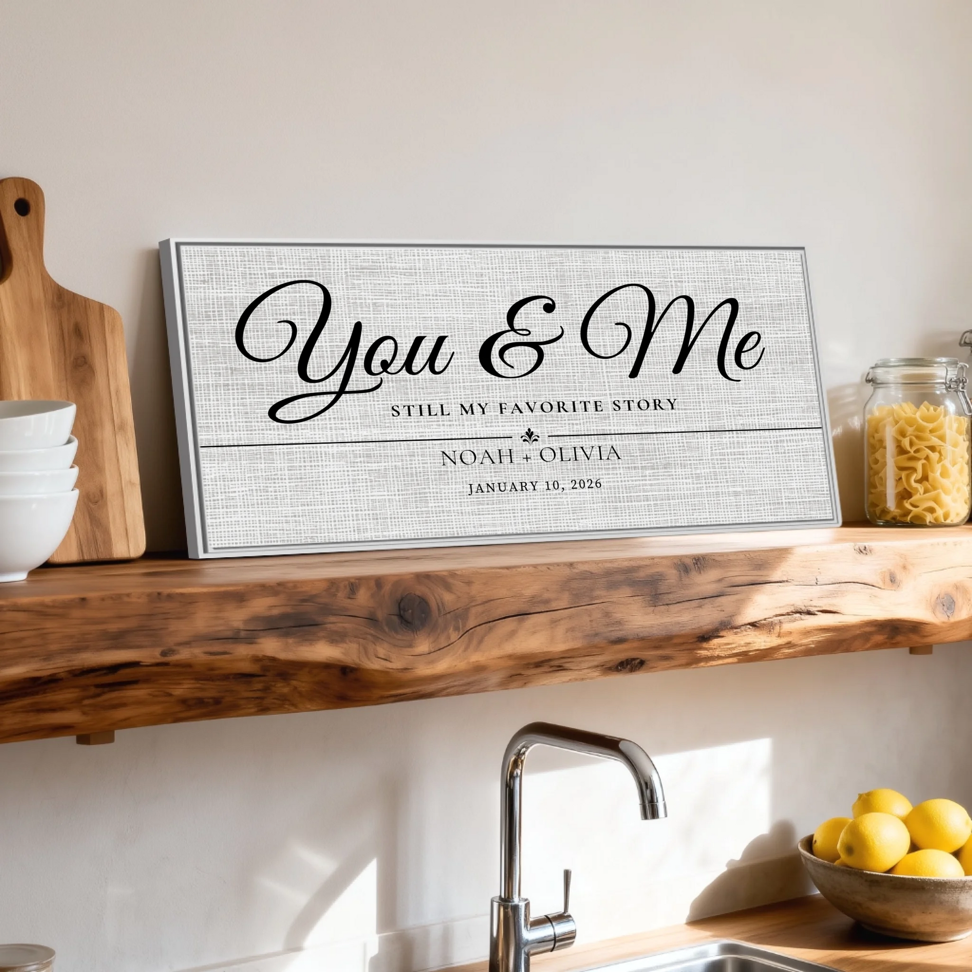 Shelf over kitchen sink white framed wide format 2.1