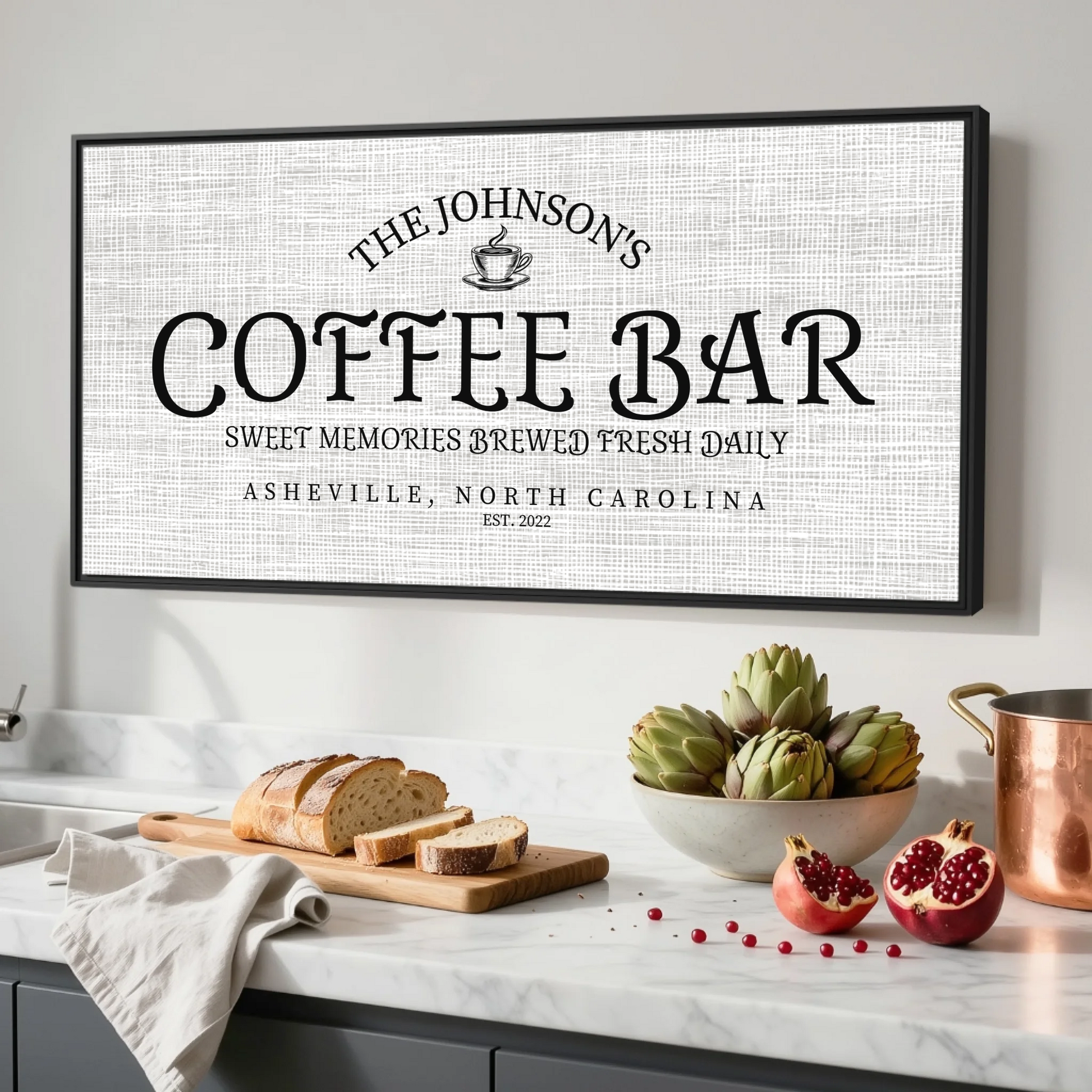 Kitchen Black Framed Wide Format 2.1 Canvas Mockup