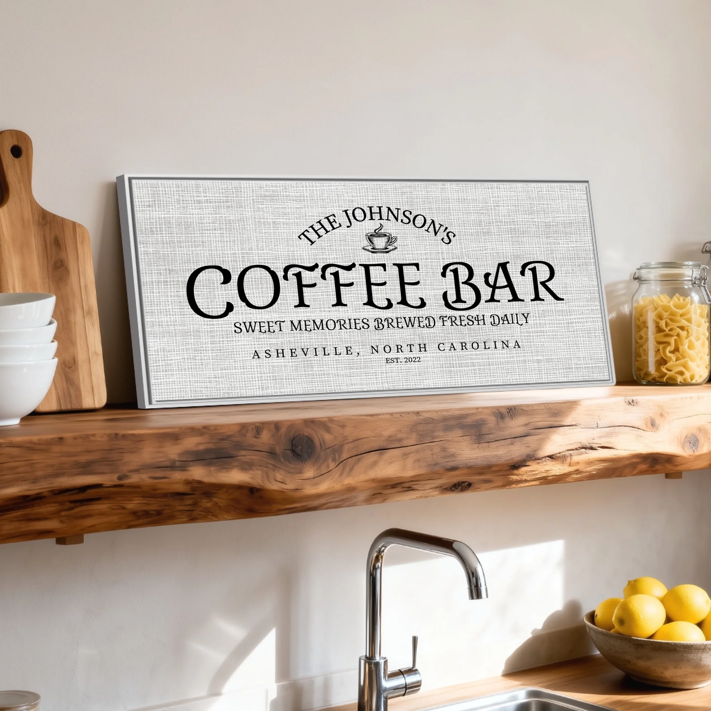 Shelf over kitchen sink white framed wide format 2.1