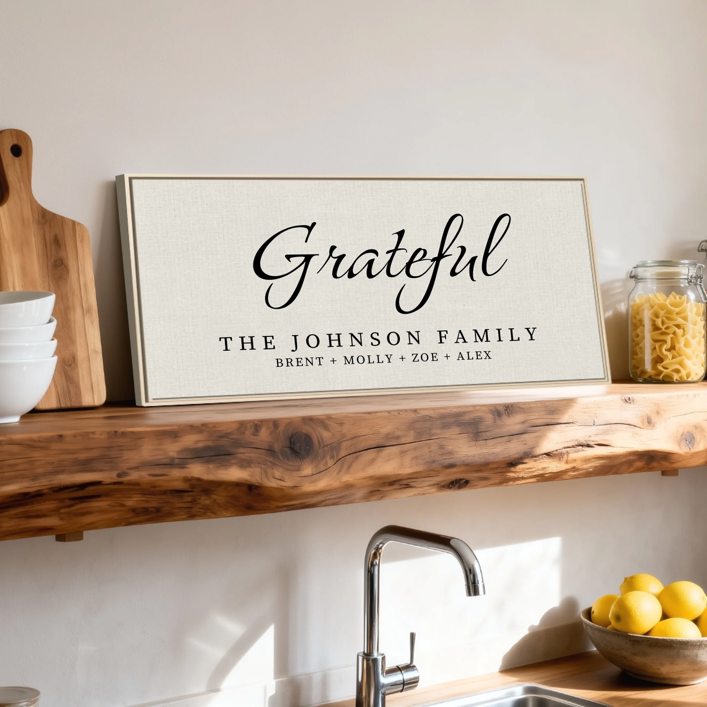Shelf over kitchen sink natural framed wide format 2.1