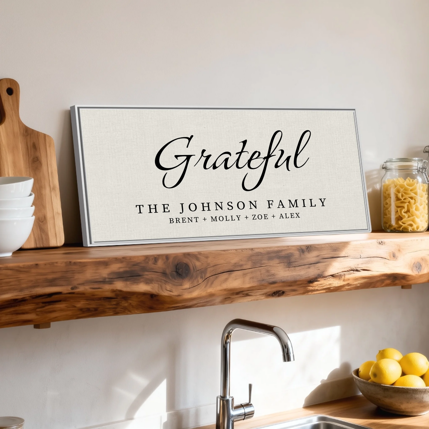 Shelf over kitchen sink white framed wide format 2.1