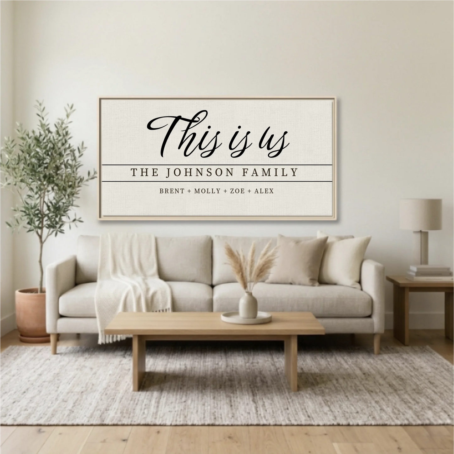 Living Room Natural Framed Wide Format 2.1 Mockup