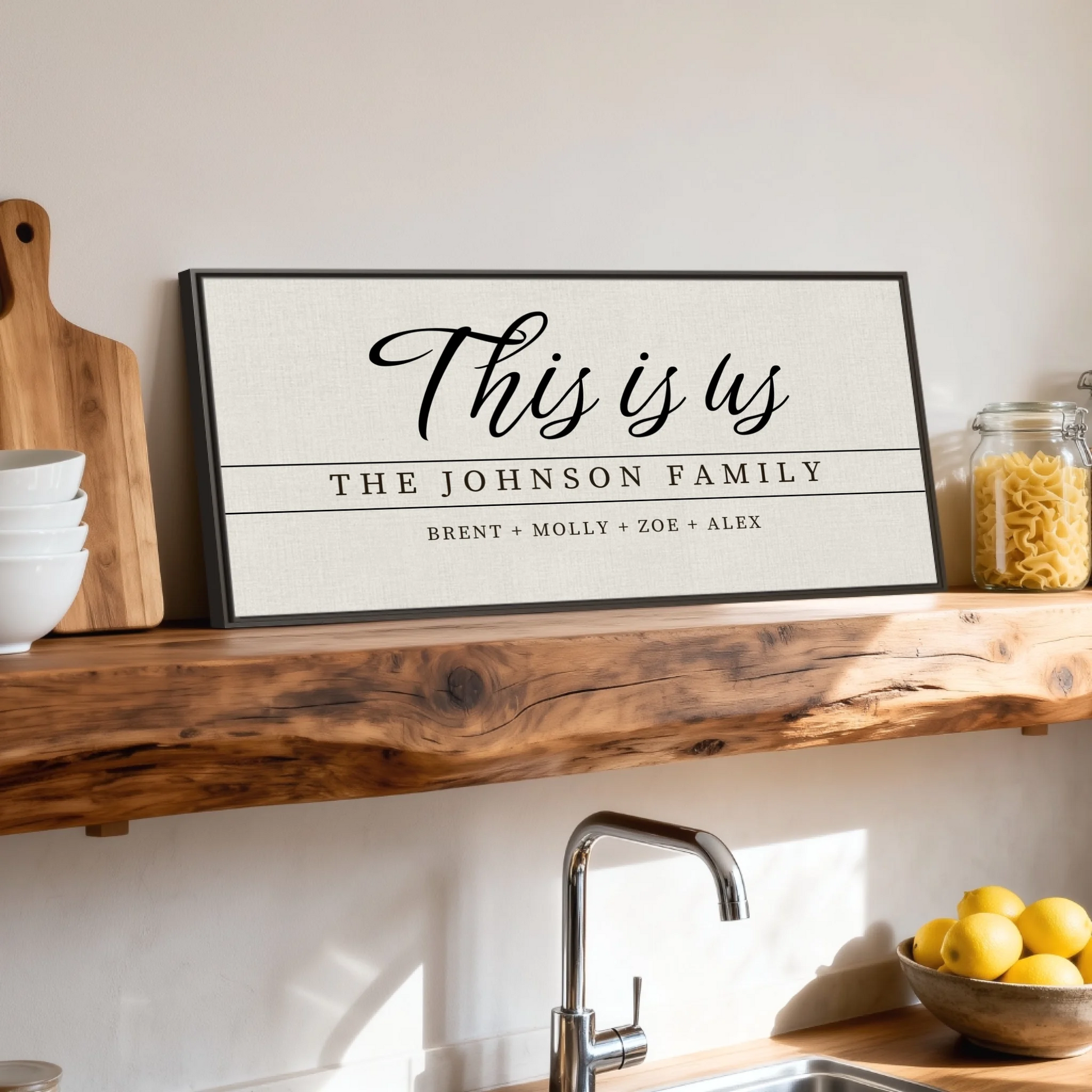Shelf over kitchen sink espresso framed wide format 2.1