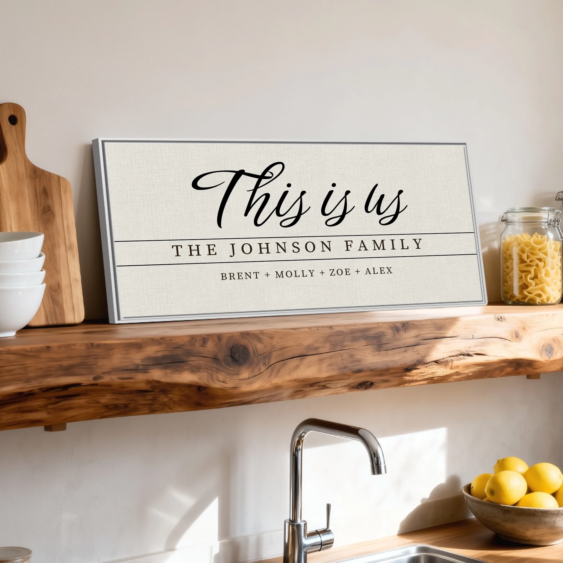 Shelf over kitchen sink white framed wide format 2.1