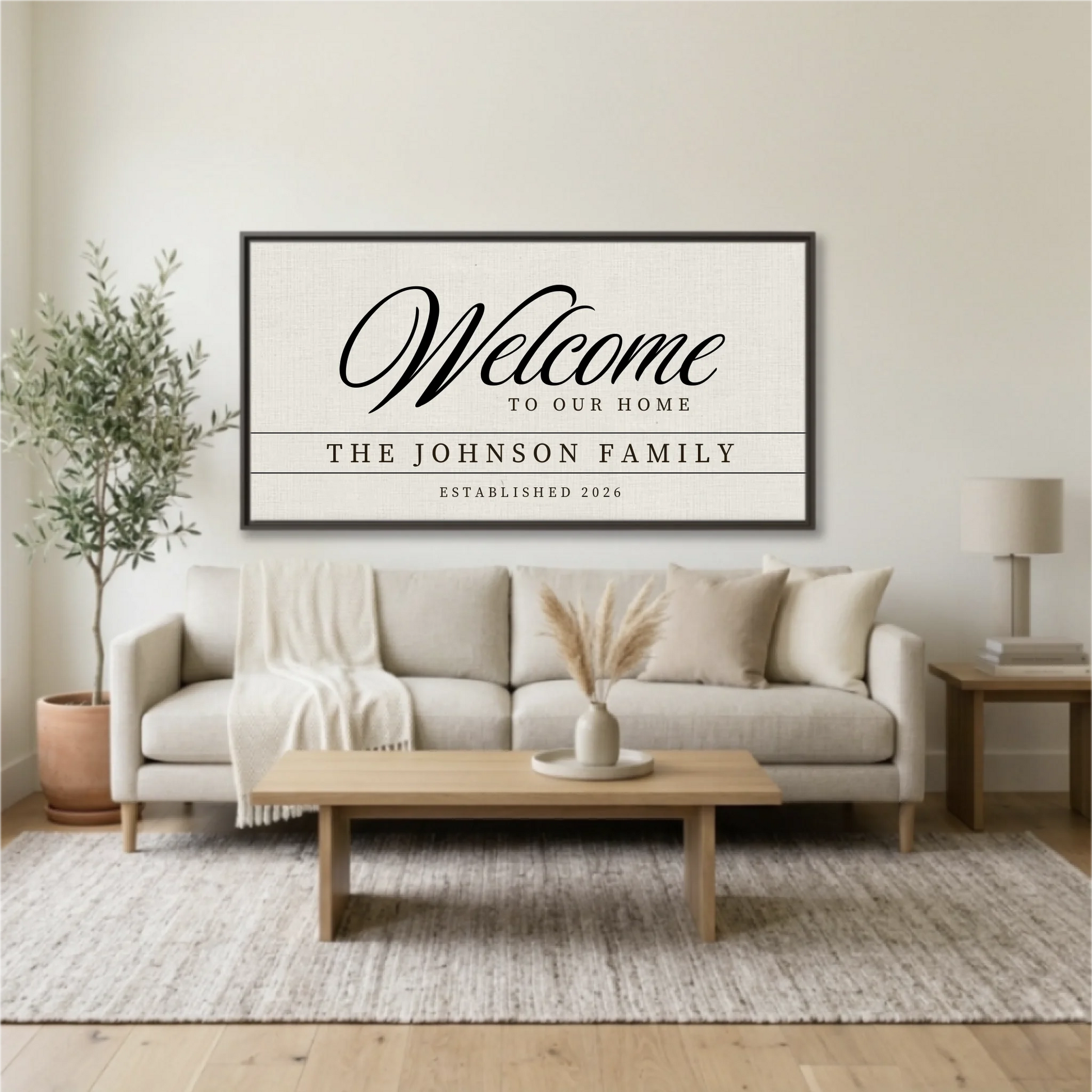 Living Room Espresso Framed Wide Format 2.1 Mockup