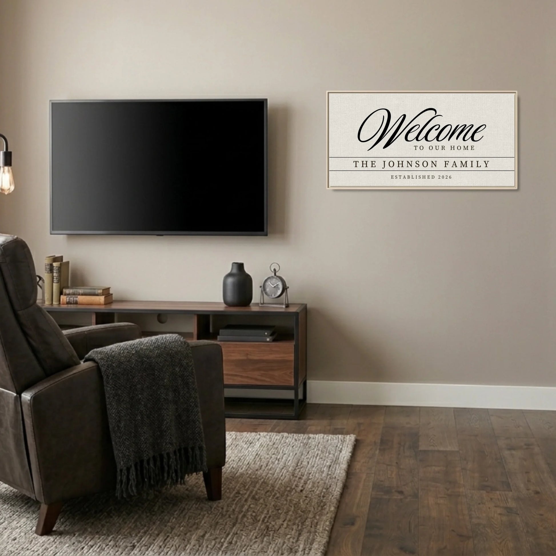 Man Cave Natural Frame Wide Format 2.1 Canvas Mockup