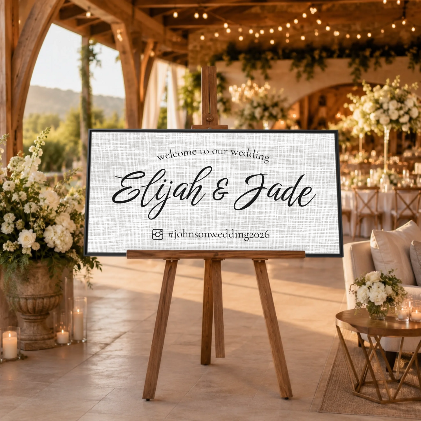 Indoor Wedding Black Frame Wide Format 2.1 Mockup