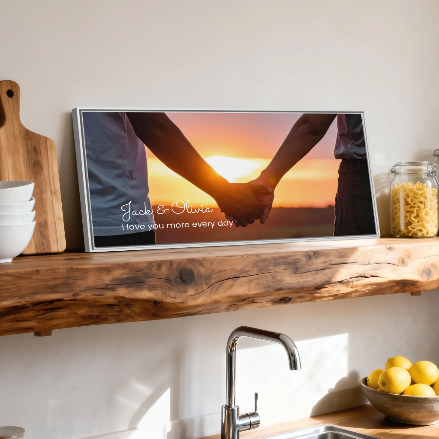 Shelf over kitchen sink white framed wide format 2.1