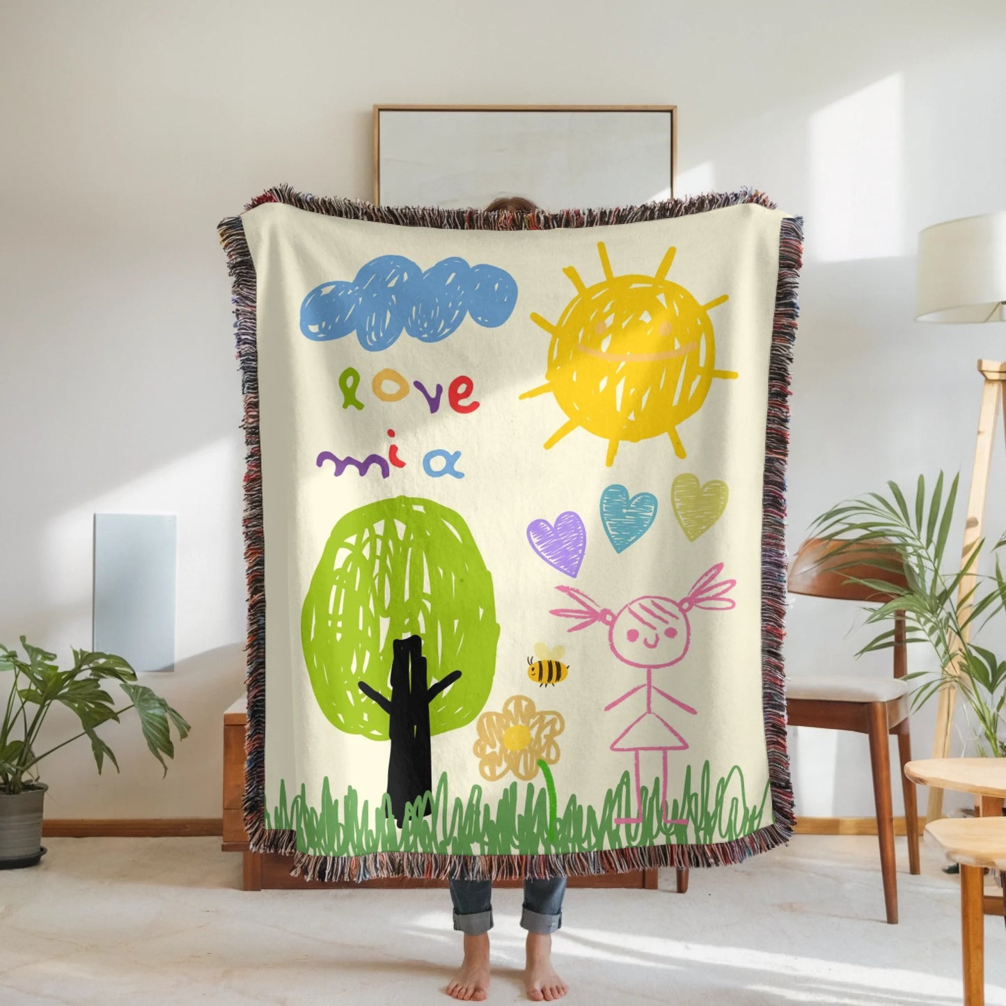 Personalized Kid's Art Blanket - Your Child's Drawing or Handwriting on a Woven or Plush Blanket