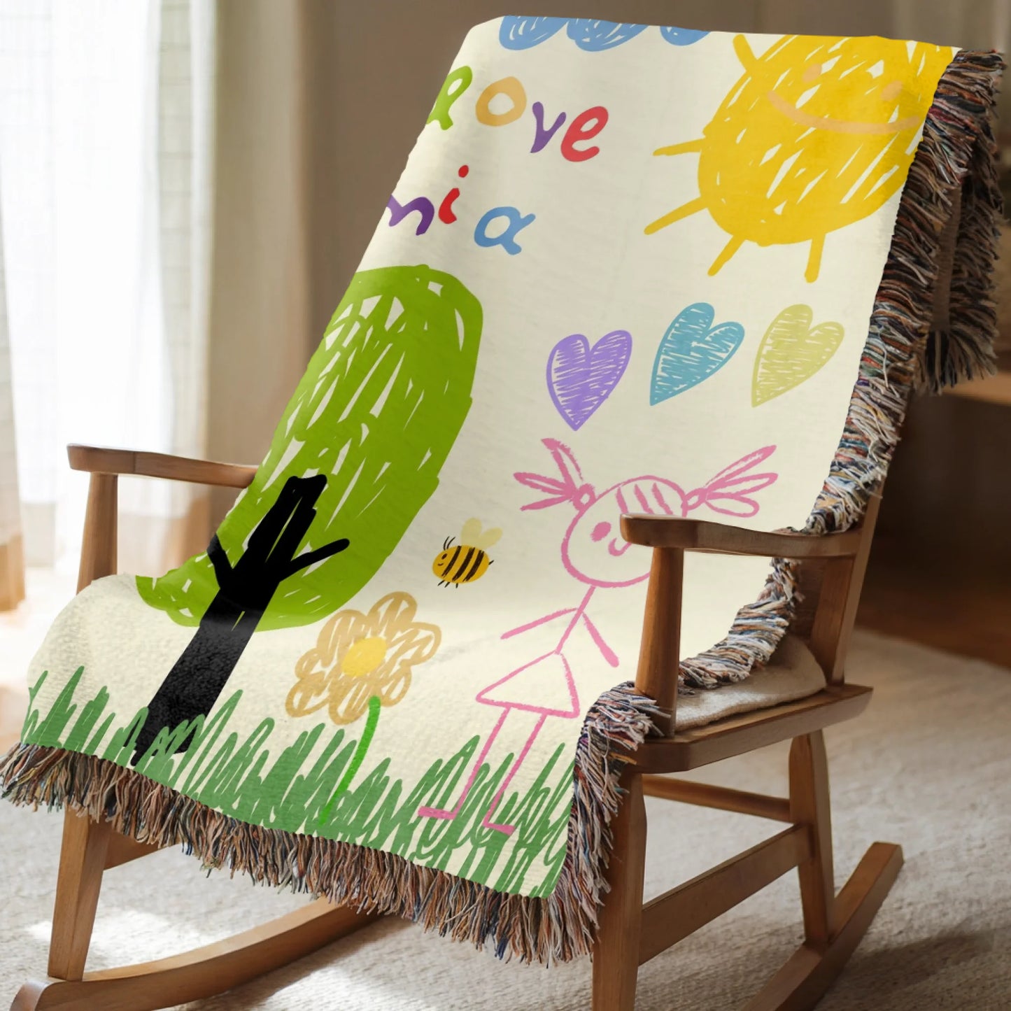 Personalized Kid's Art Blanket - Your Child's Drawing or Handwriting on a Woven or Plush Blanket