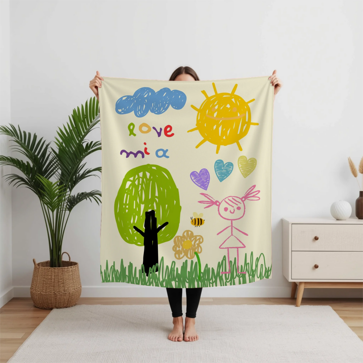 Personalized Kid's Art Blanket - Your Child's Drawing or Handwriting on a Woven or Plush Blanket