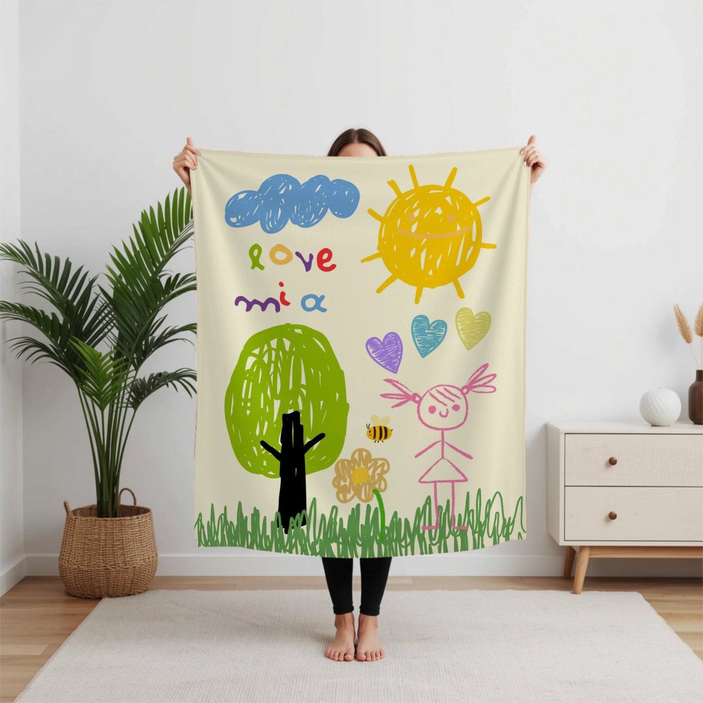 Personalized Kid's Art Blanket - Your Child's Drawing or Handwriting on a Woven or Plush Blanket