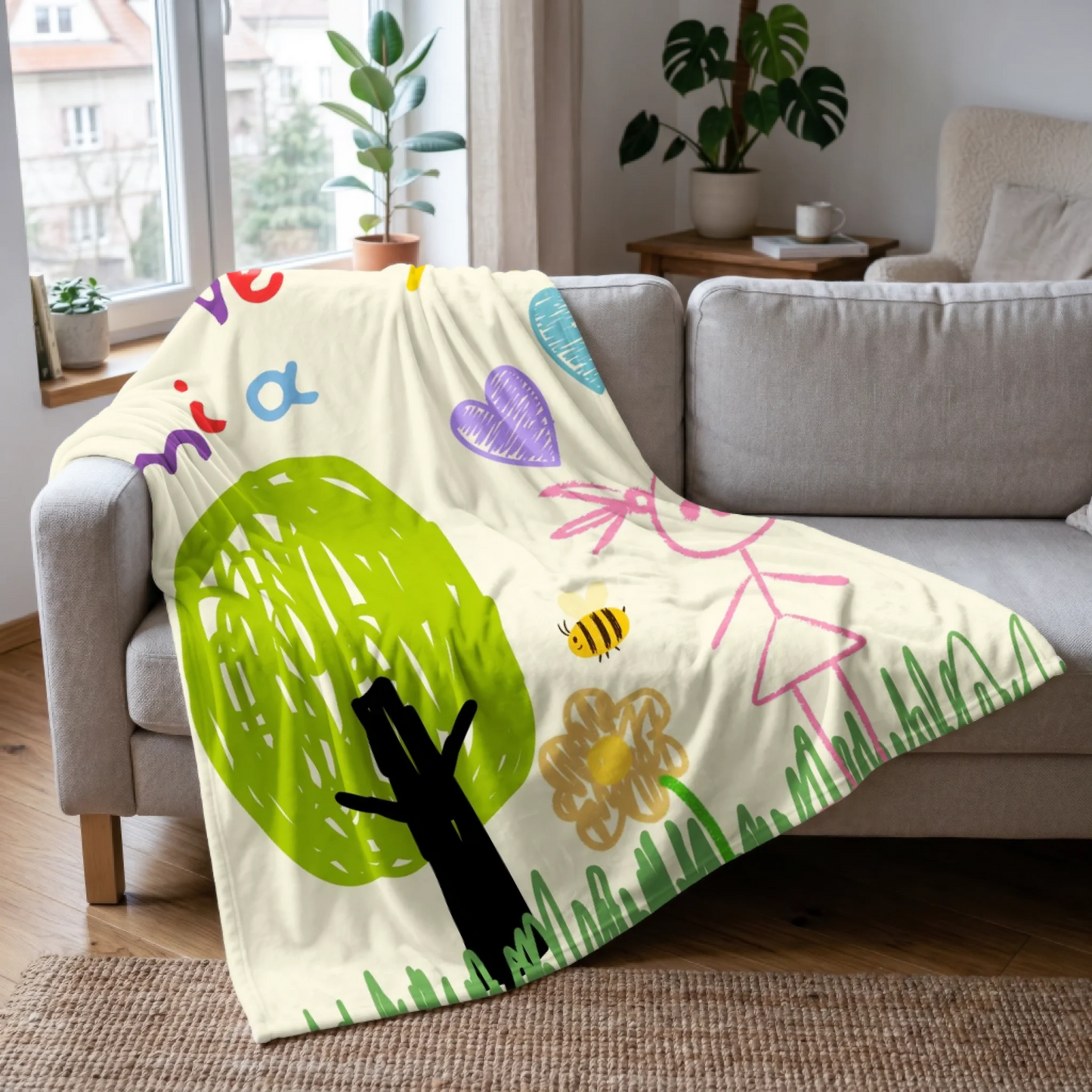 Personalized Kid's Art Blanket - Your Child's Drawing or Handwriting on a Woven or Plush Blanket
