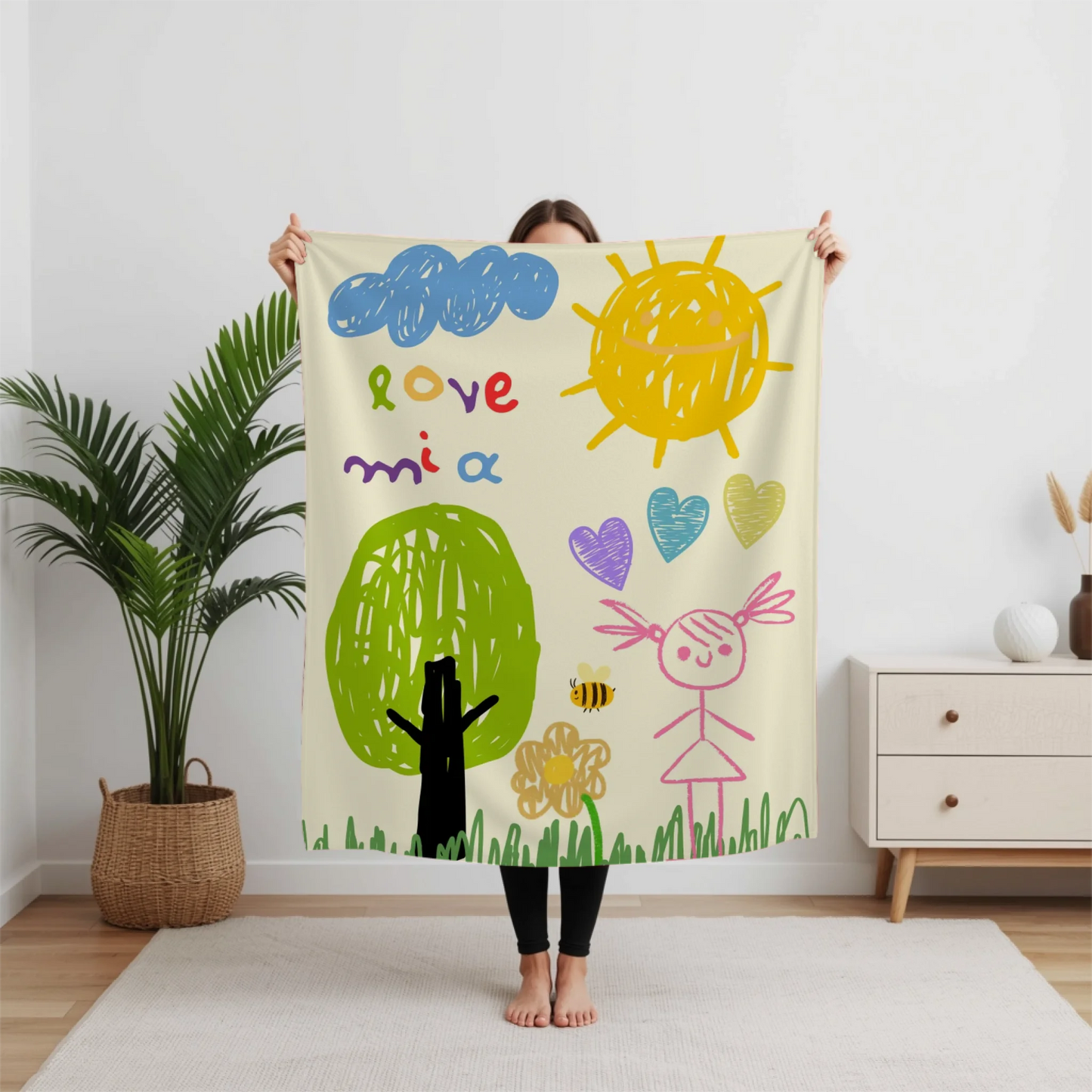 Personalized Kid's Art Blanket - Your Child's Drawing or Handwriting on a Woven or Plush Blanket
